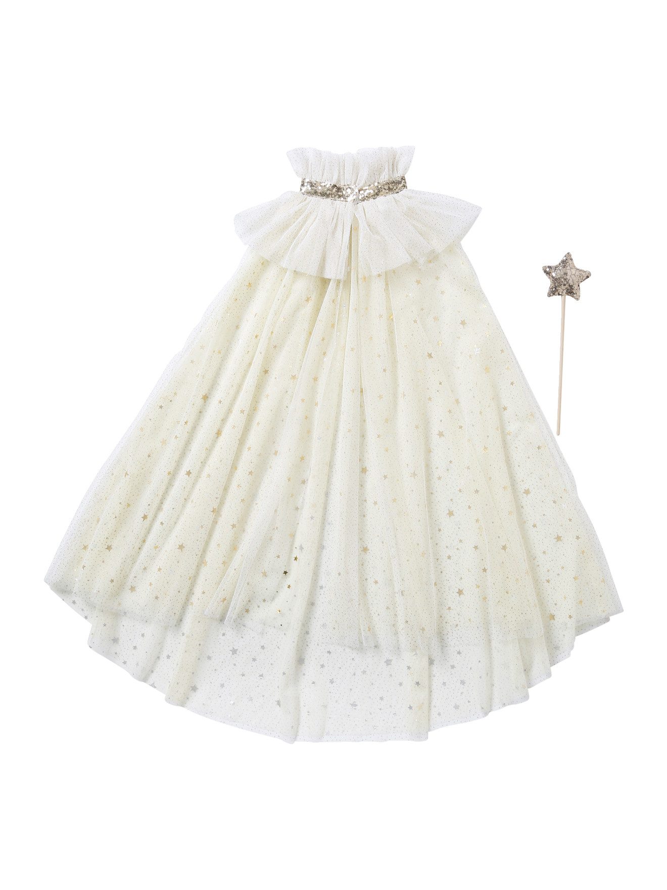 vertbaudet Kostüm Kinder Kostüm mit Glitzer-Umhang und Zauberstab, Glitzer