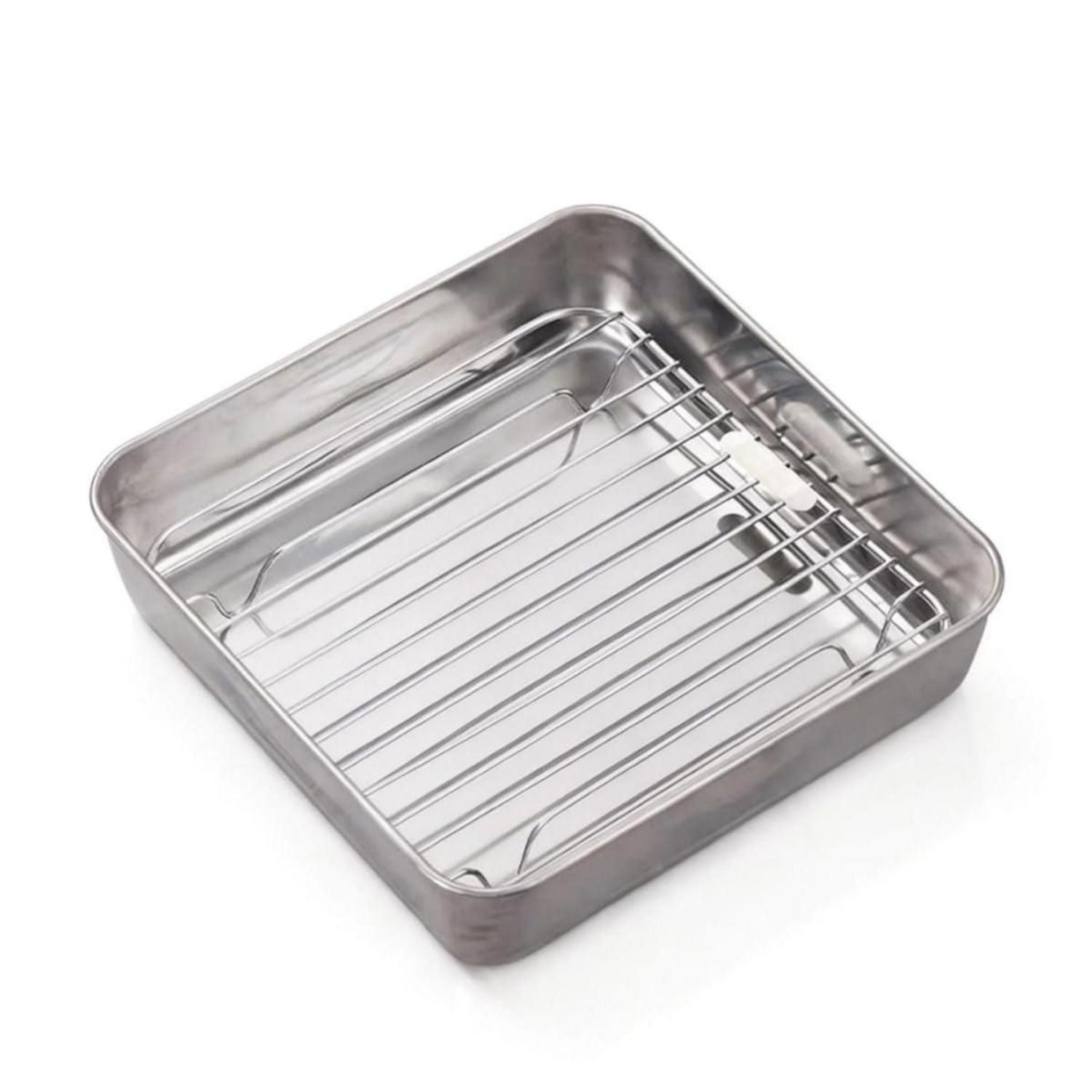 LuxusKollektion Airfryer-Grillrost Auflaufform Airfryer Edelstahl 21x21x5cm mit Rost (1-St)