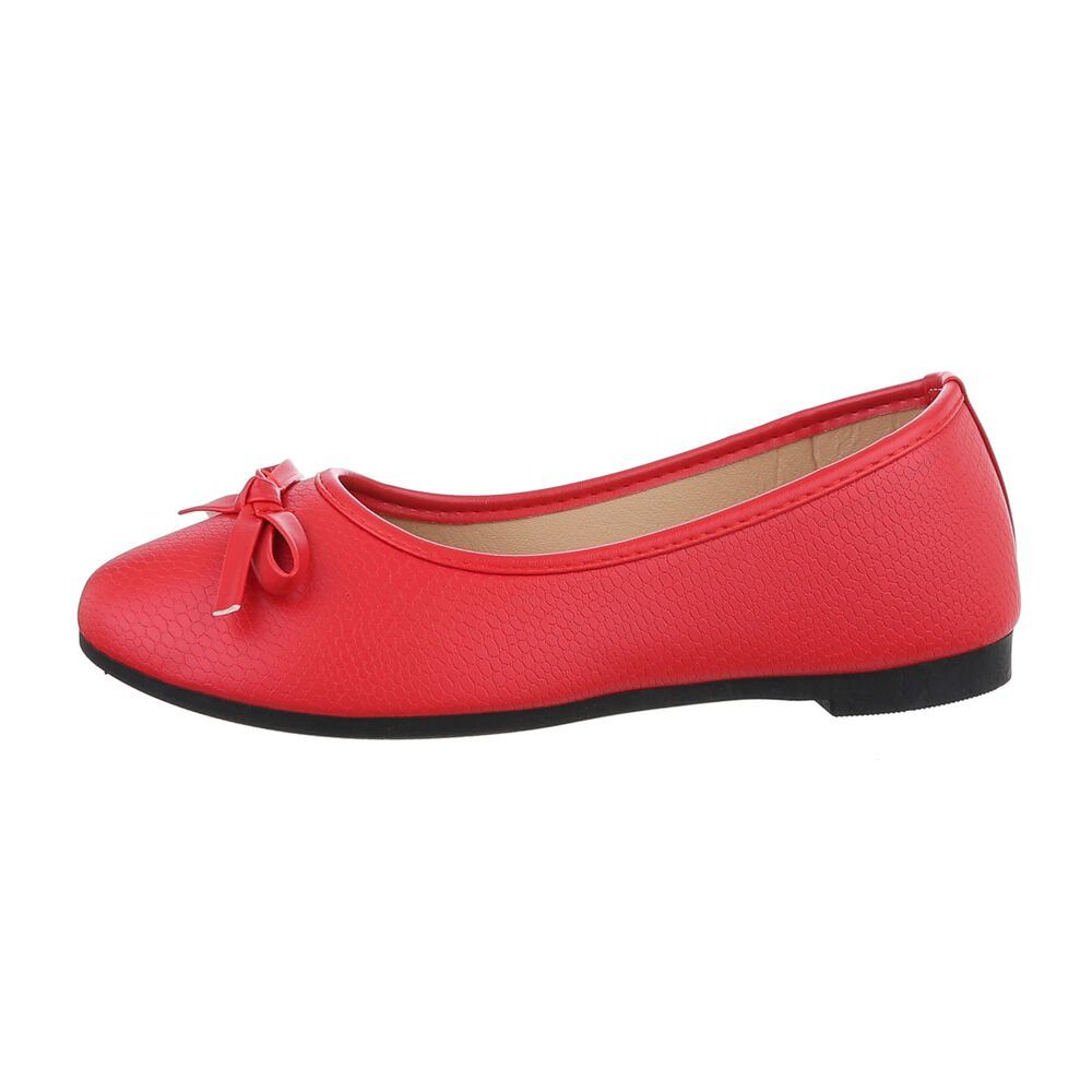 Ital-Design Damen Freizeit Ballerina Blockabsatz Klassische Ballerinas in Rot