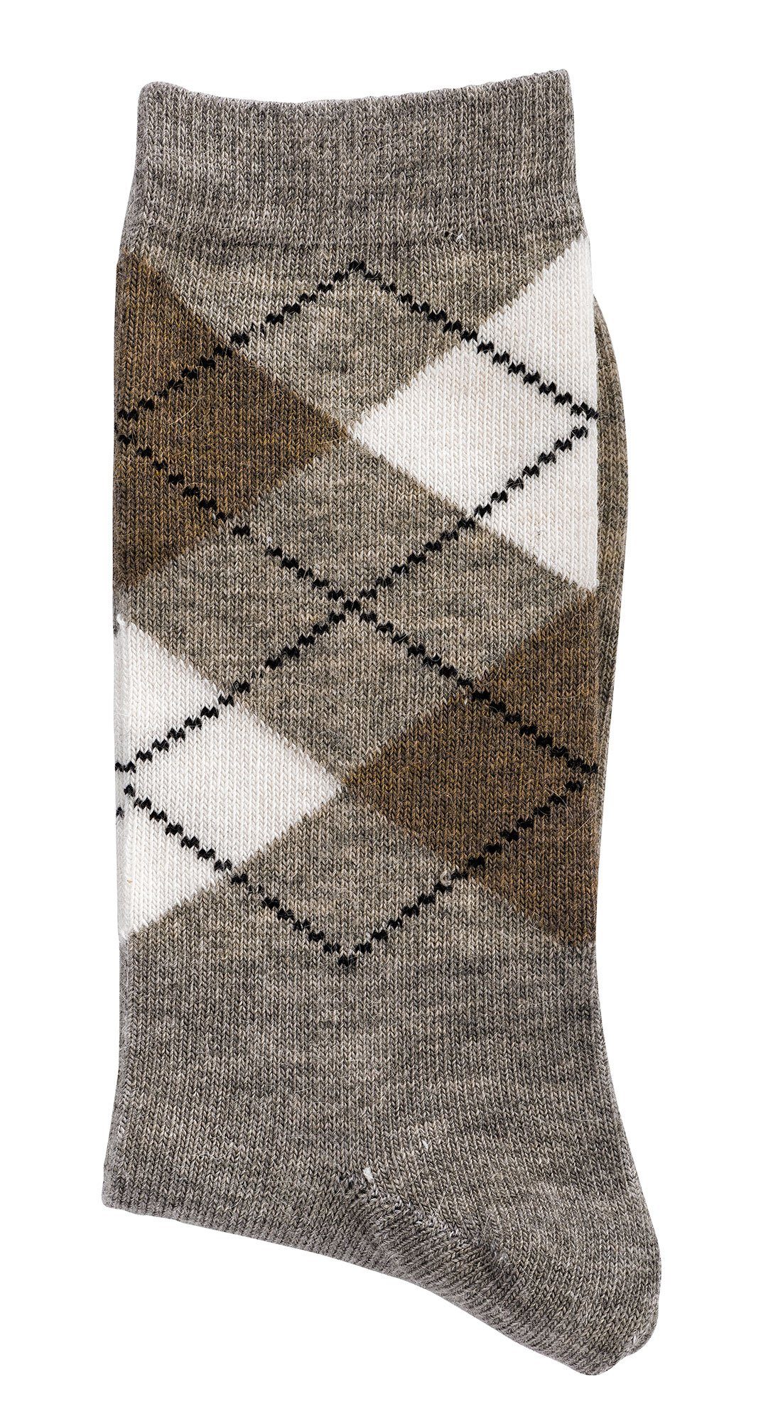 Karo Dessin Norwegersocken für Damen 6 Paar Herren mit 24 Socken warme (Alpaka) Wolle TippTexx &