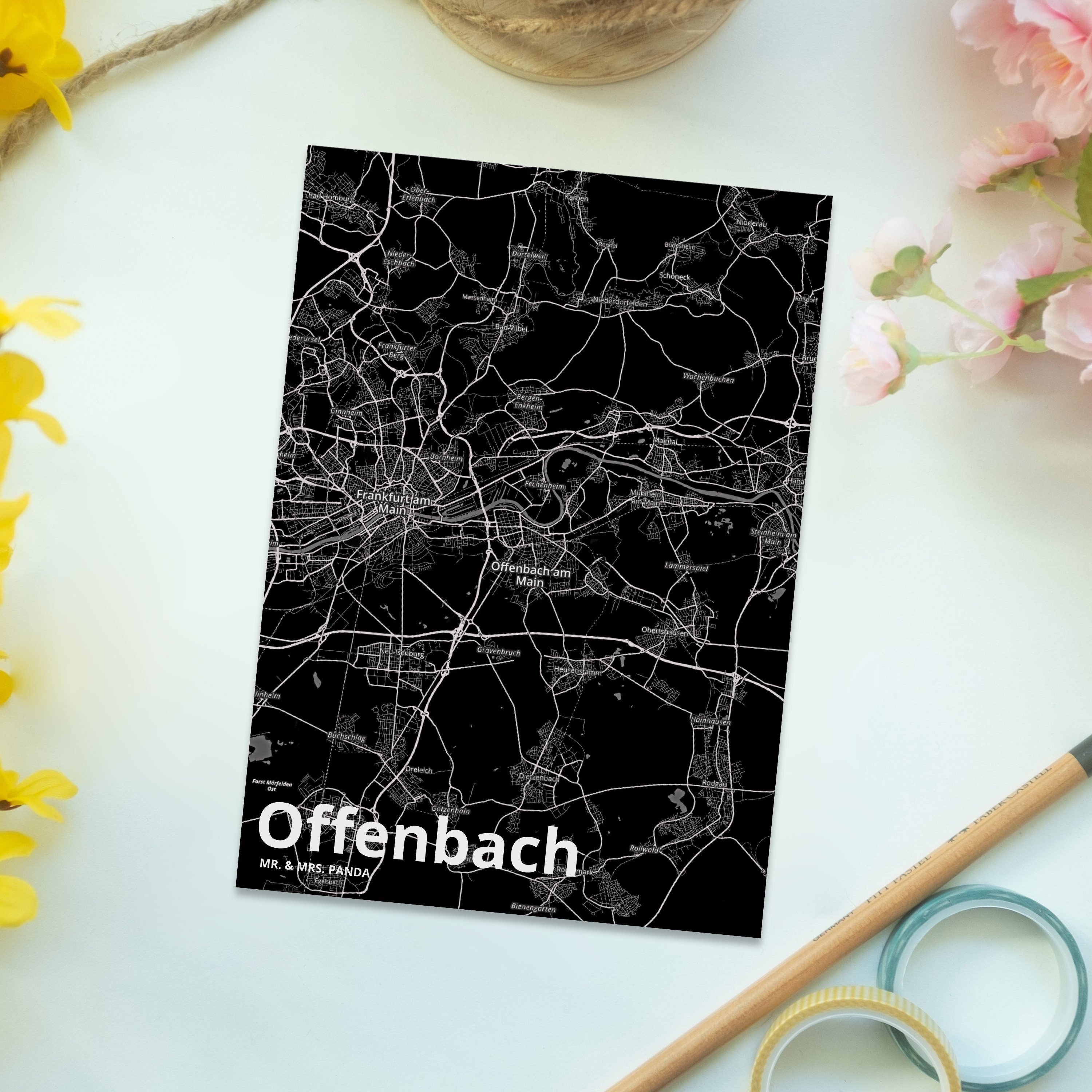 Mr. & Grußkarte, Ein Postkarte Geburtstagskarte, Panda Städte, - Stadt, Mrs. Geschenk, Offenbach