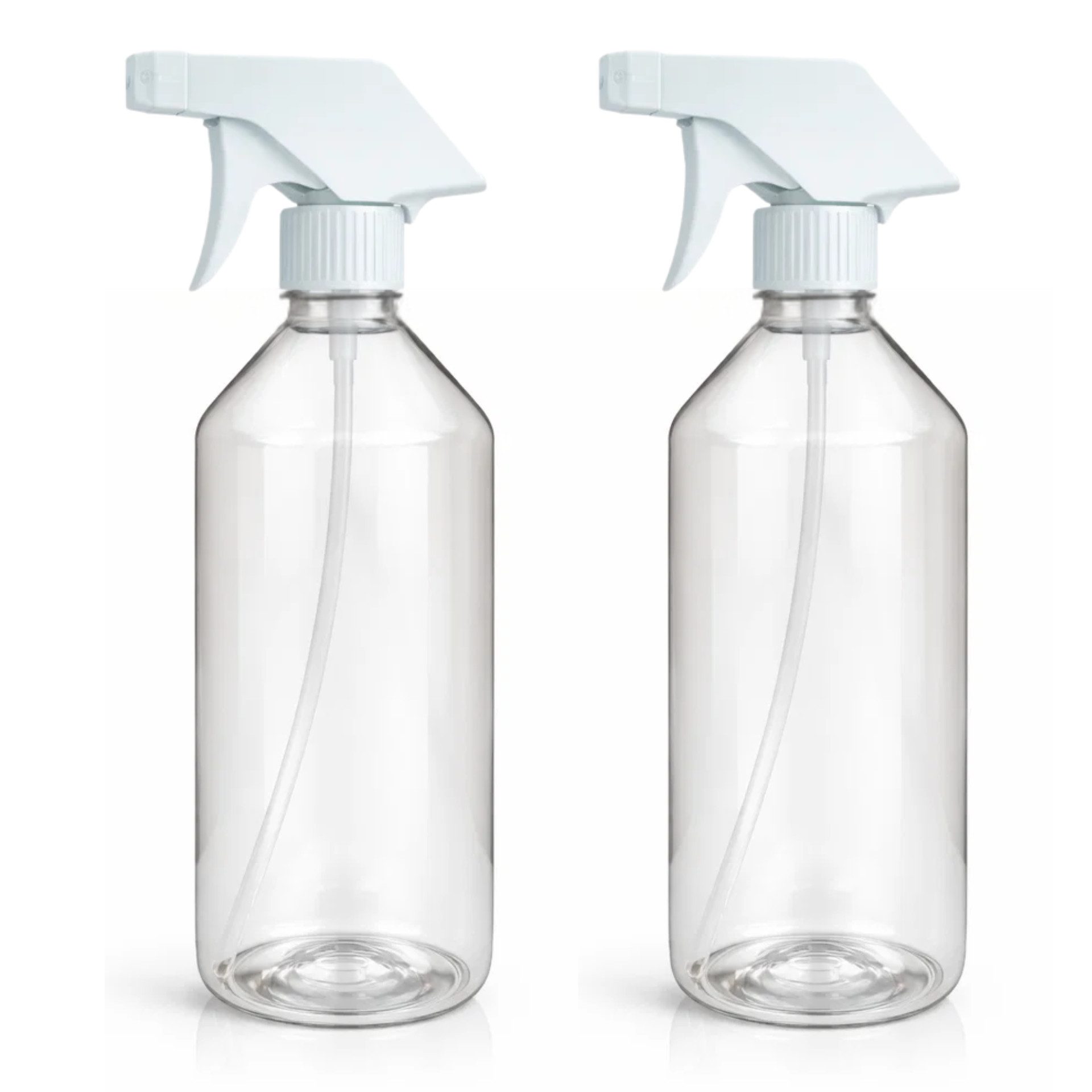mikken Sprühflasche leere Flasche 500 ml aus PET transparent Laborflasche mit Trigger, (Spar-Set, 2-tlg., 2er, 4er, 6er, 10er), Fassungsvermögen: 0,5 Liter, Made in Europe
