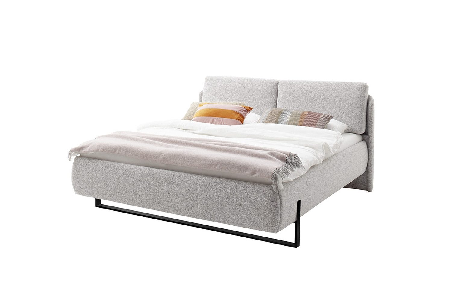 PREISBRECHER Polsterbett Sabetta, Liegefläche 180x200 cm, in Hellgrau - 198x107x212cm (BxHxT)