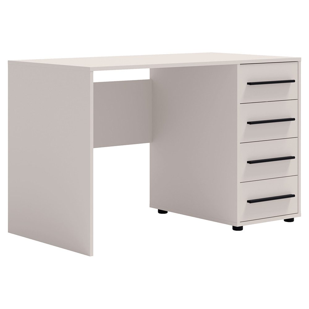 Lomadox Schreibtisch MOLLERUSA-132, 120cm breit, kaschmir mit schwarzen Griffen, 4 Schubladen