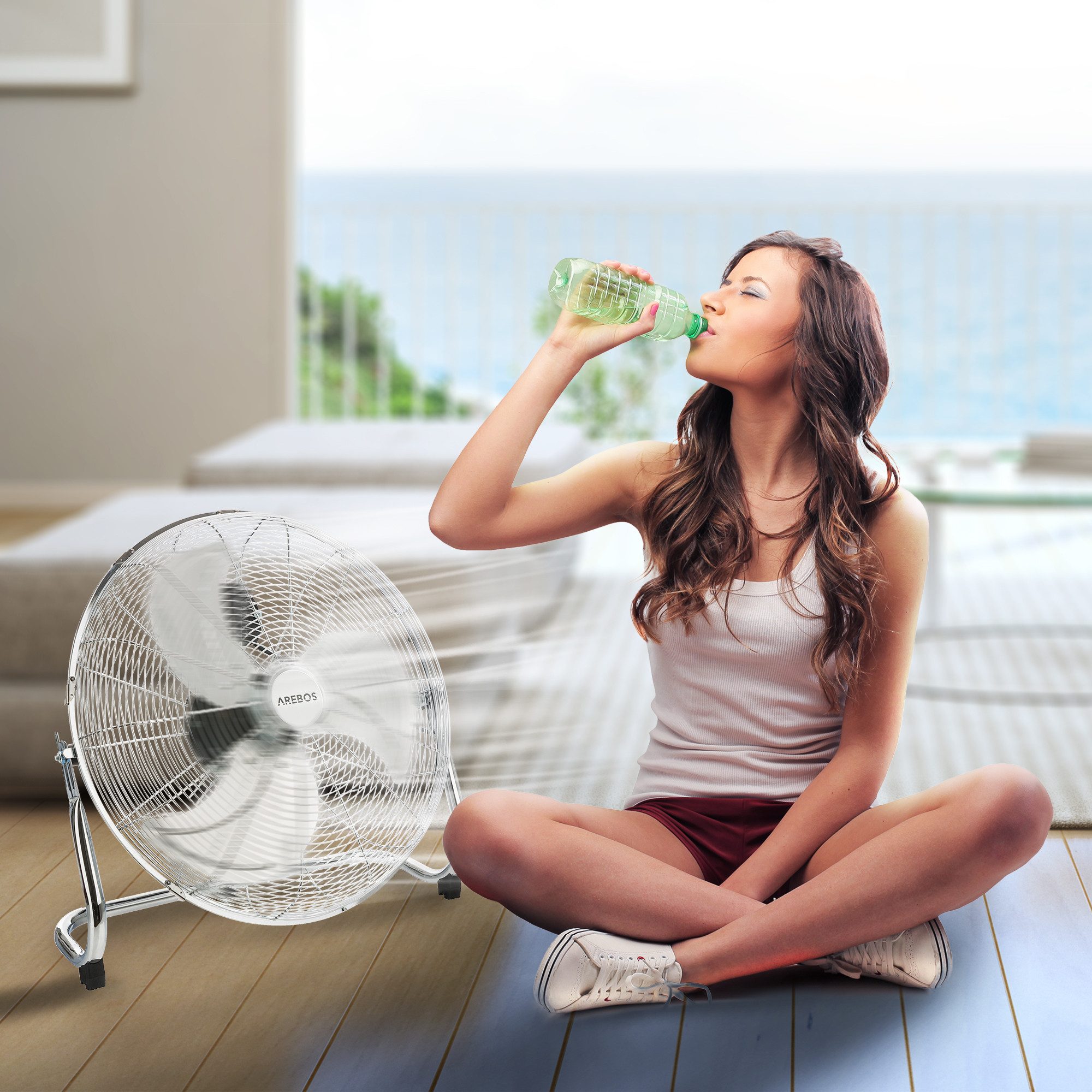 Arebos Bodenventilator 18 Zoll, Windmaschine günstig online kaufen