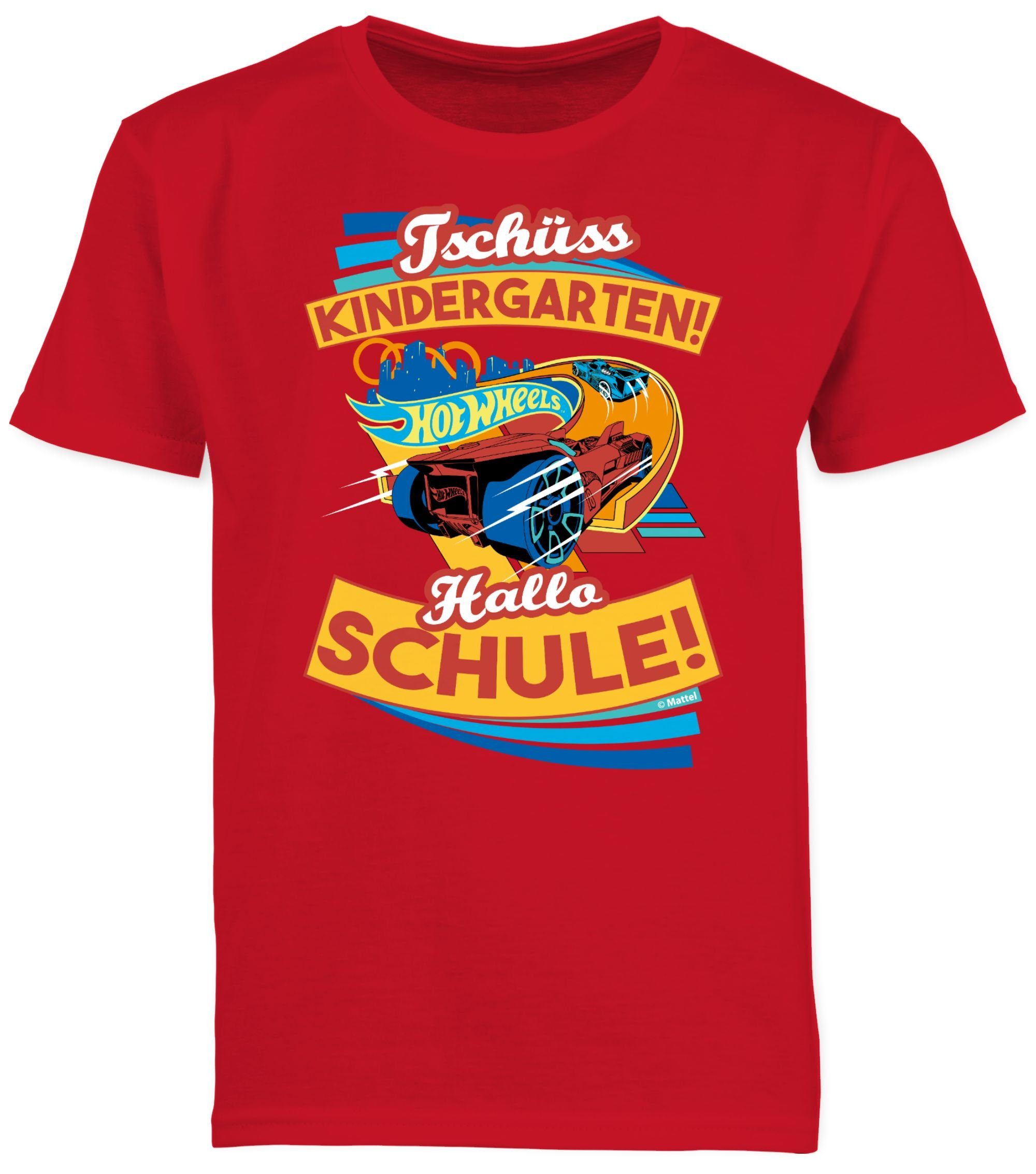 Rot Jungen T-Shirt Hot Wheels 03 Schule! Shirtracer Tschüss Hallo Kindergarten!
