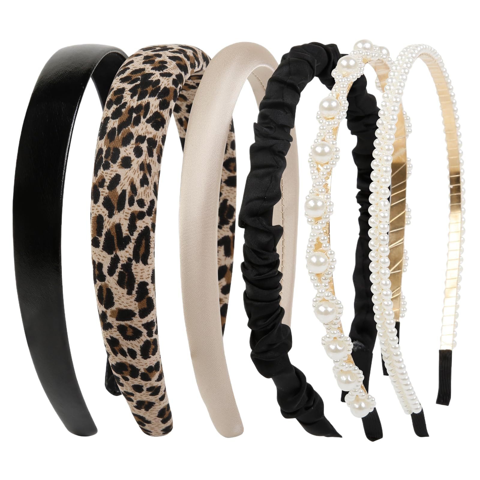 nsihing Haarreif 6-teiliges modisches Haarreifen-Set, elegantes schmales Haarreif, 6-tlg., einfarbiger Haarband, Stirnband für Mädchen und Damen im Alltag