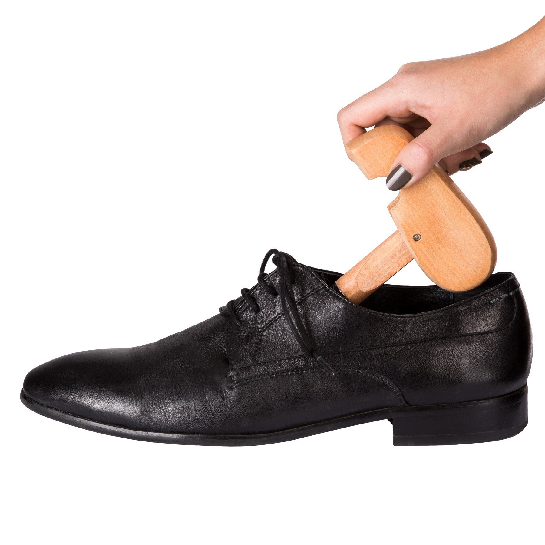 tectake Schuhspanner 1 Paar Schraubspanner, gute Luftzirkulation (Stiefelspanner, für Damen- und Herrenschuhe in braun), aus Lotusholz, Verhinderung von Gehfalten, hohe Feuchtigkeitsaufnahme