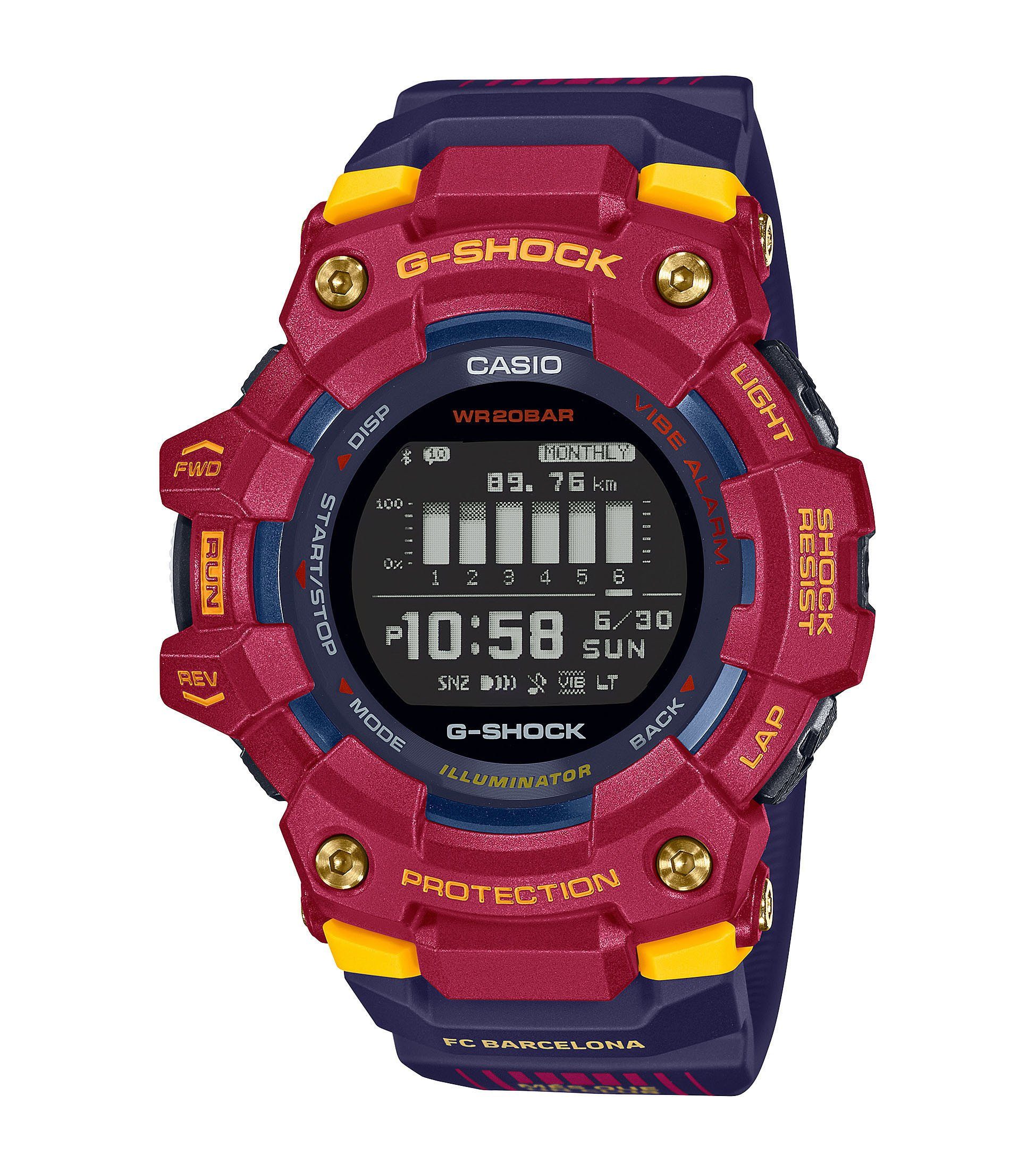 CASIO Digitaluhr, Casio G-Shock FC Barcelona Bluetooth Uhr GBD-100BAR-4ER