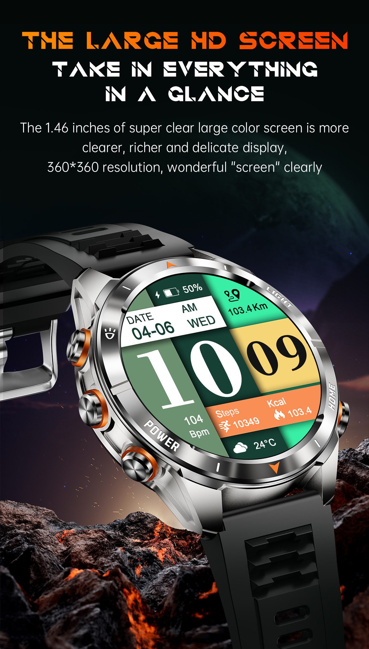 Zevelora Herren's Telefonfunktion IPX8-3ATM Wasserdicht Fitness-Tracker Smartwatch (1.46 Zoll, Android/iOS), Stilvolle Fitnessuhr mit Herzfrequenz, Schlafanalyse & Musiksteuerung