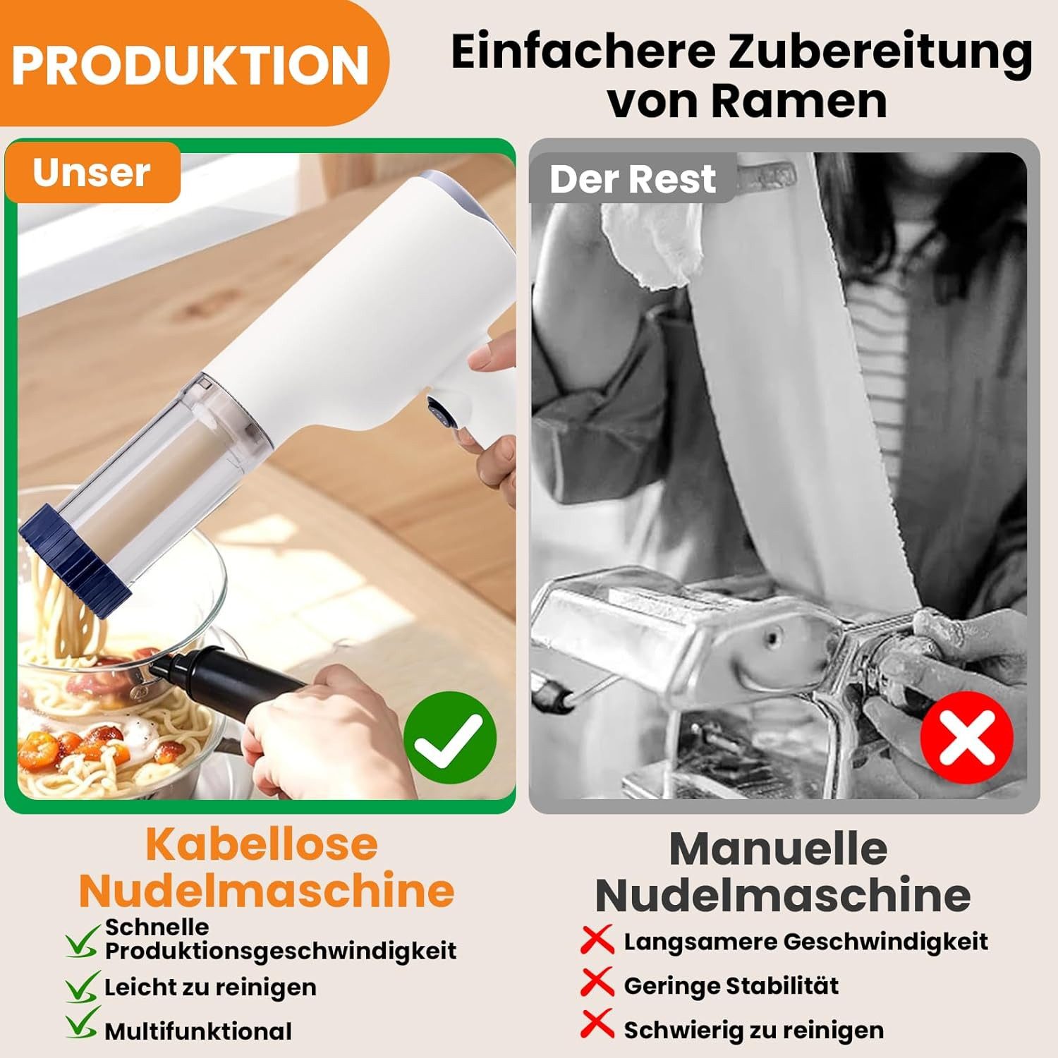 Coonoor Nudelmaschine Elektrische, 6 Pressformen Automatische Handheld Pasta Maker