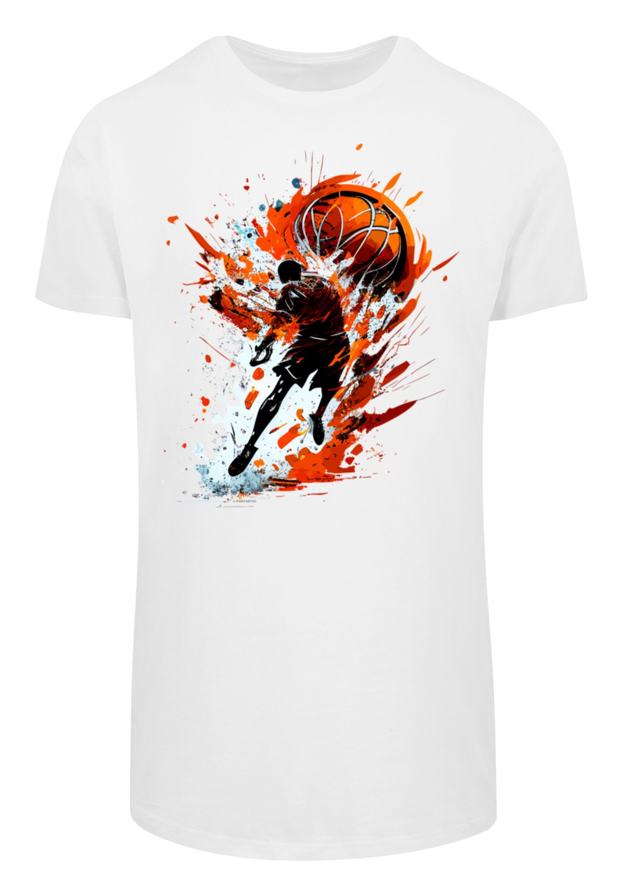 F4NT4STIC T-Shirt Basketball Sport weiß LONG Print Splash