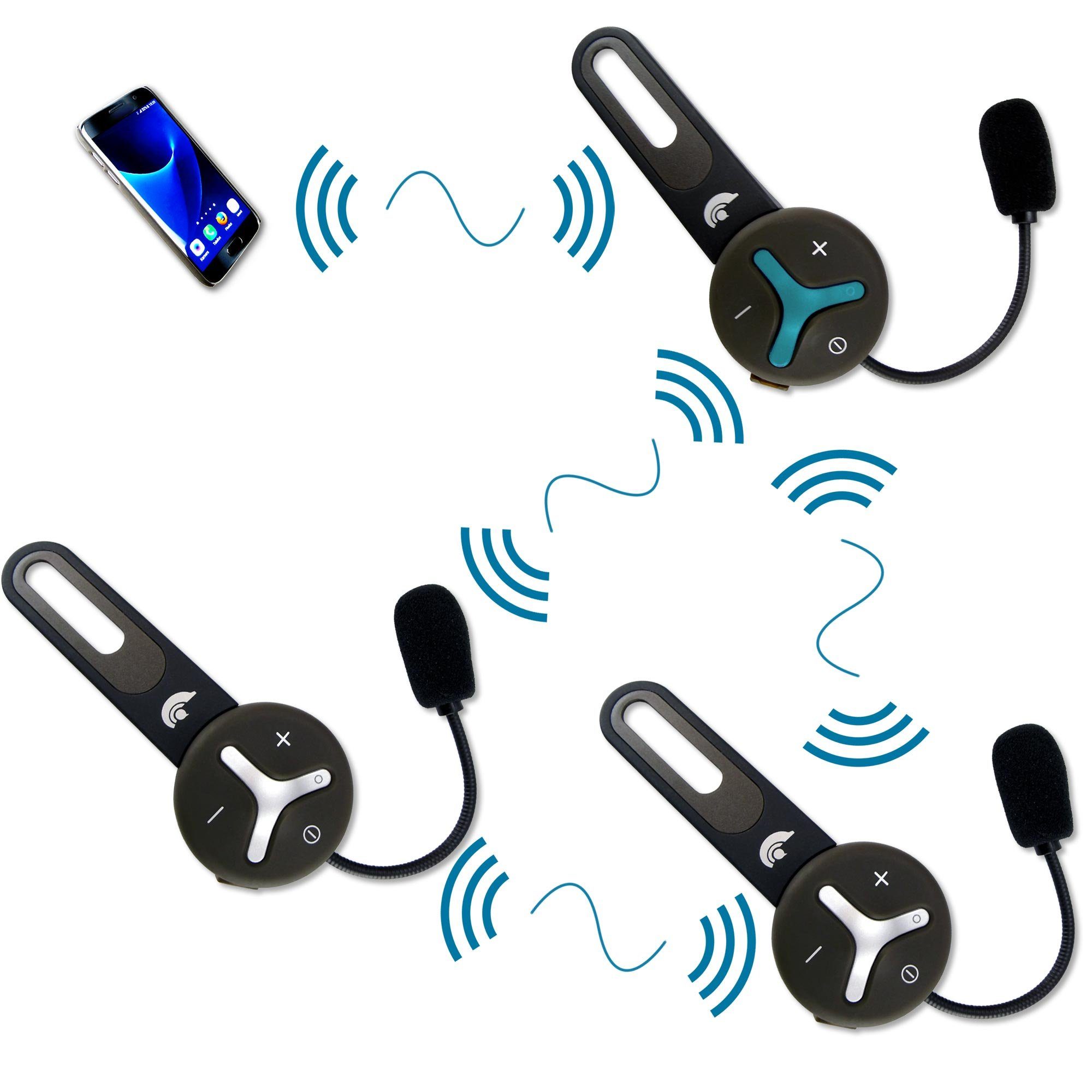 Headset, Freisprechanlage, Buddy Chat 3 (Bluetooth, zu 1000m, für Teilnehmer) Helm, Intercom, Bluetooth-Kopfhörer Funkgerät, Gegensprechanlage, bis bis Akku, Trio BuddyChat Headset,