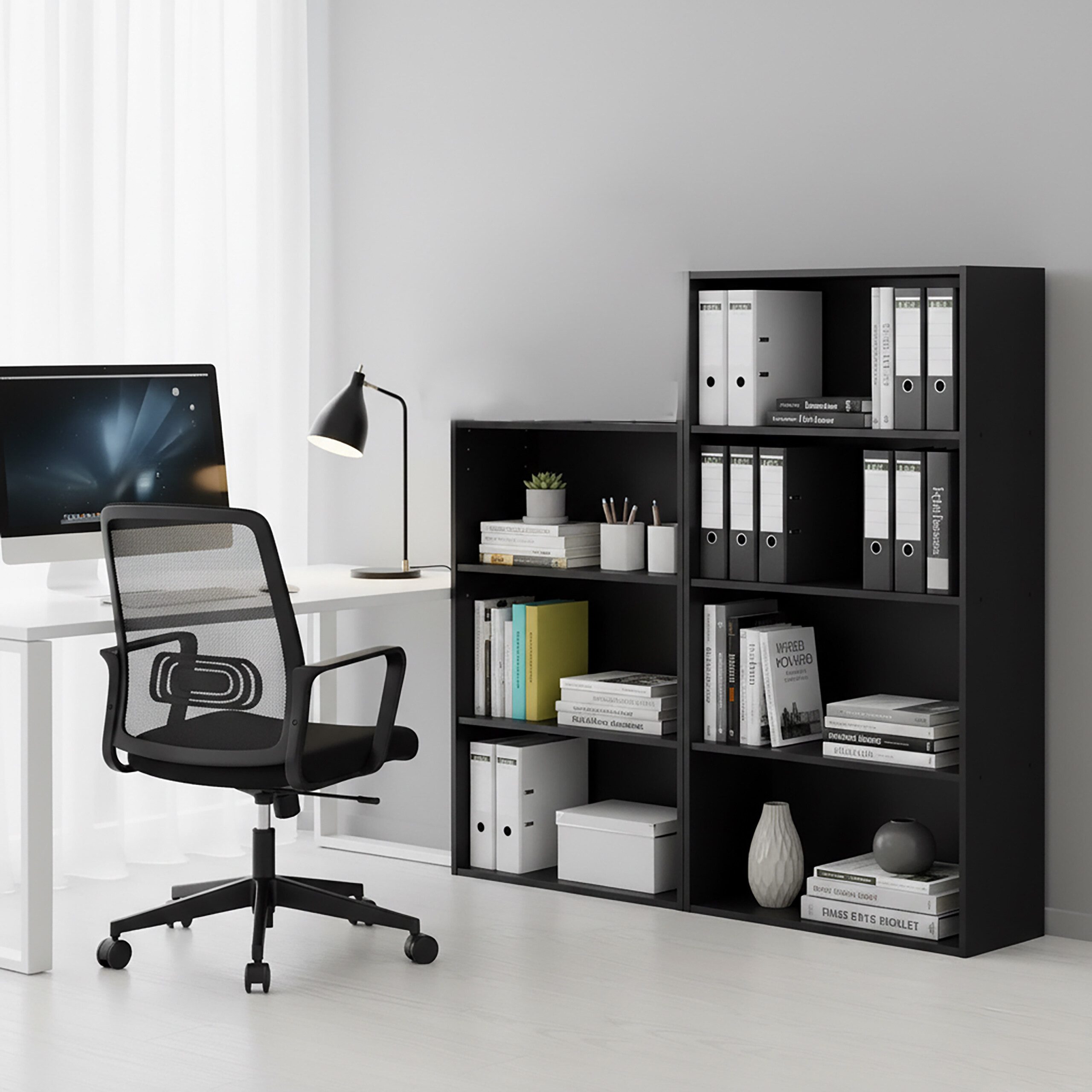 relaxdays Bücherregal mit verstellbaren Böde, schwarz, 3 Ebenen