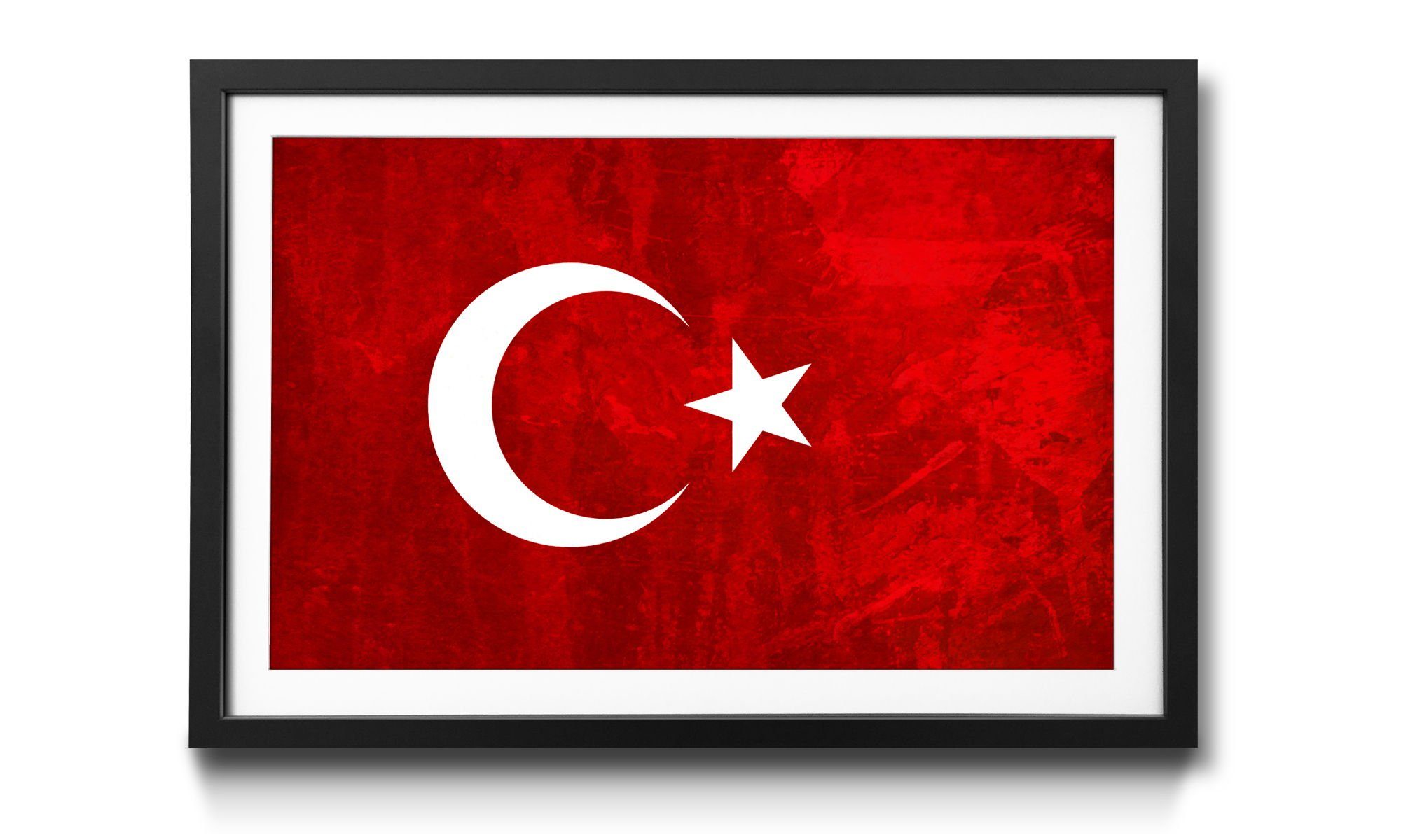 WandbilderXXL Bild mit Rahmen Türkei, Flagge, Wandbild, in 4 Größen erhältlich