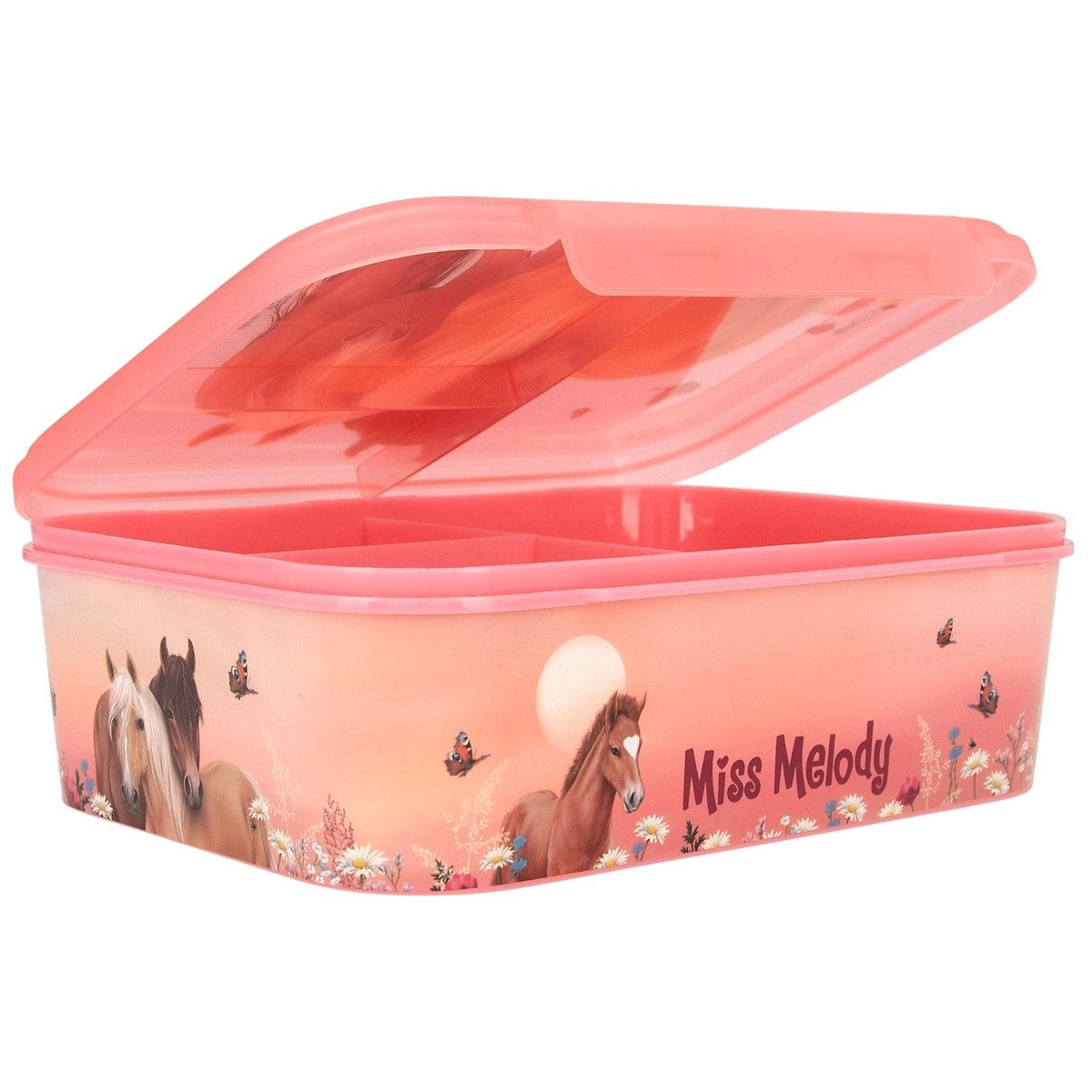 Depesche Lunchbox Pferde Miss Melody Brotdose mit Unterteilung 3 Fächer Brotbox, Kunststoff, Brotbüchse