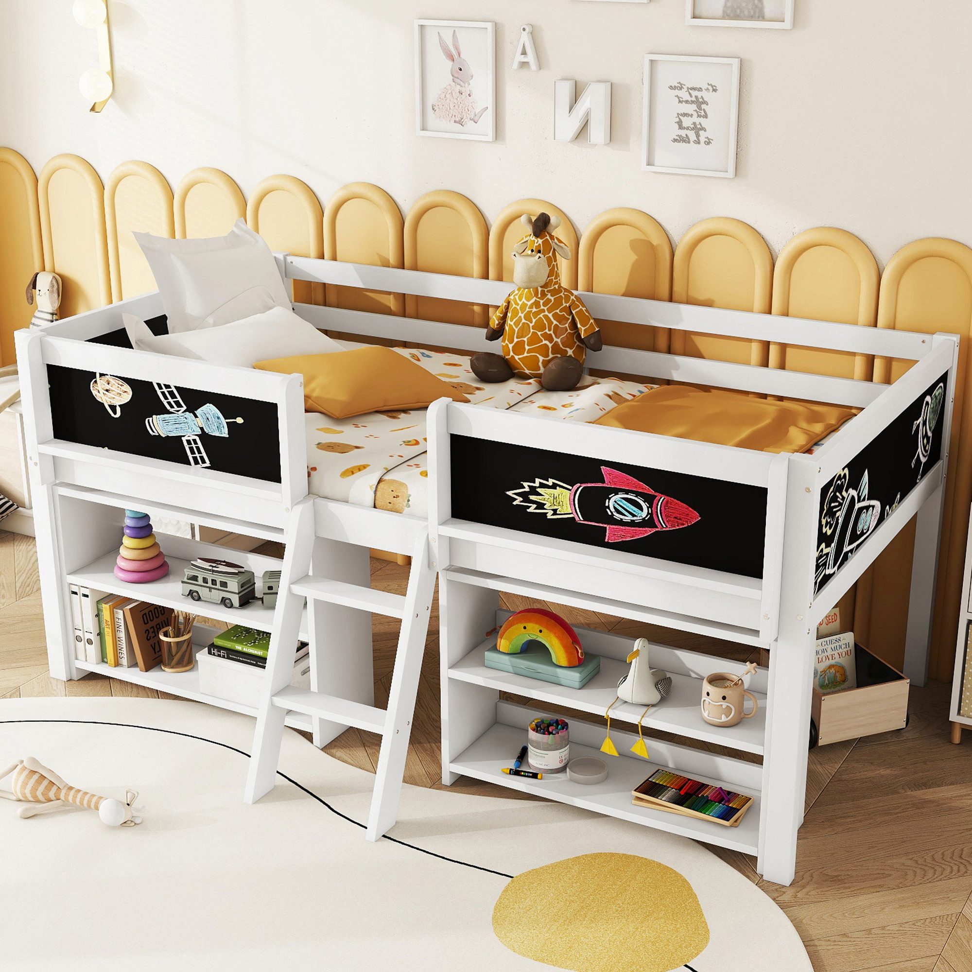 Flieks Hochbett Halbhohes Bett Kinderbett 90x200cm günstig online kaufen