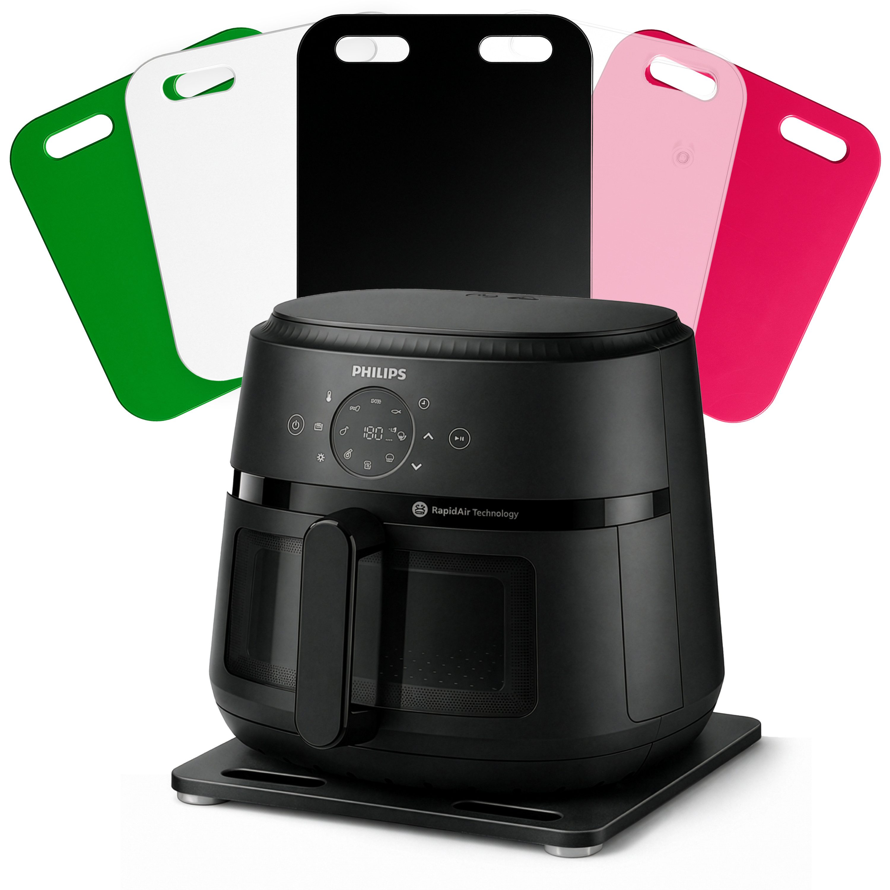 AREA17 Küchenmaschinen Zubehör-Set Acryl Gleitbrett für PHILIPS Airfryer 2000 Series, 36x31cm, Zubehör für 6.2L Heißluftfritteuse, NA230/00, Farbwahl, rutschfest & verschiebbar, sicherer Stand, einfache Handhabung