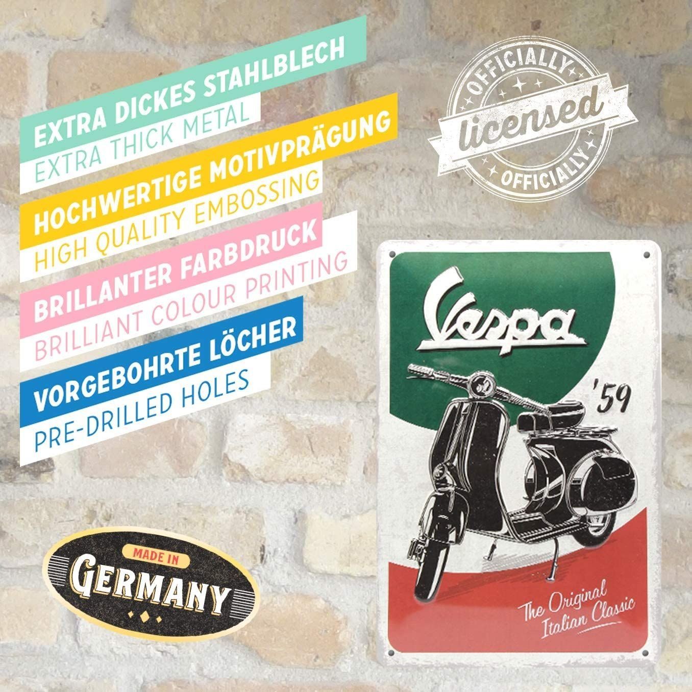 Nostalgic-Art Metallschild Blechschild 20 x 30cm - Vespa - The Italian Classic – Bild 4 von 4