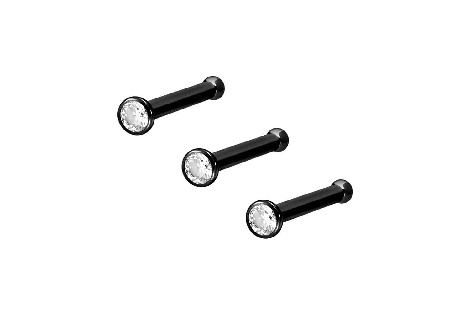 PIERCINGLINE Nasenpiercing 3er Set Chirurgenstahl Nasenstecker Pin KRISTALL (Nasenstecker)