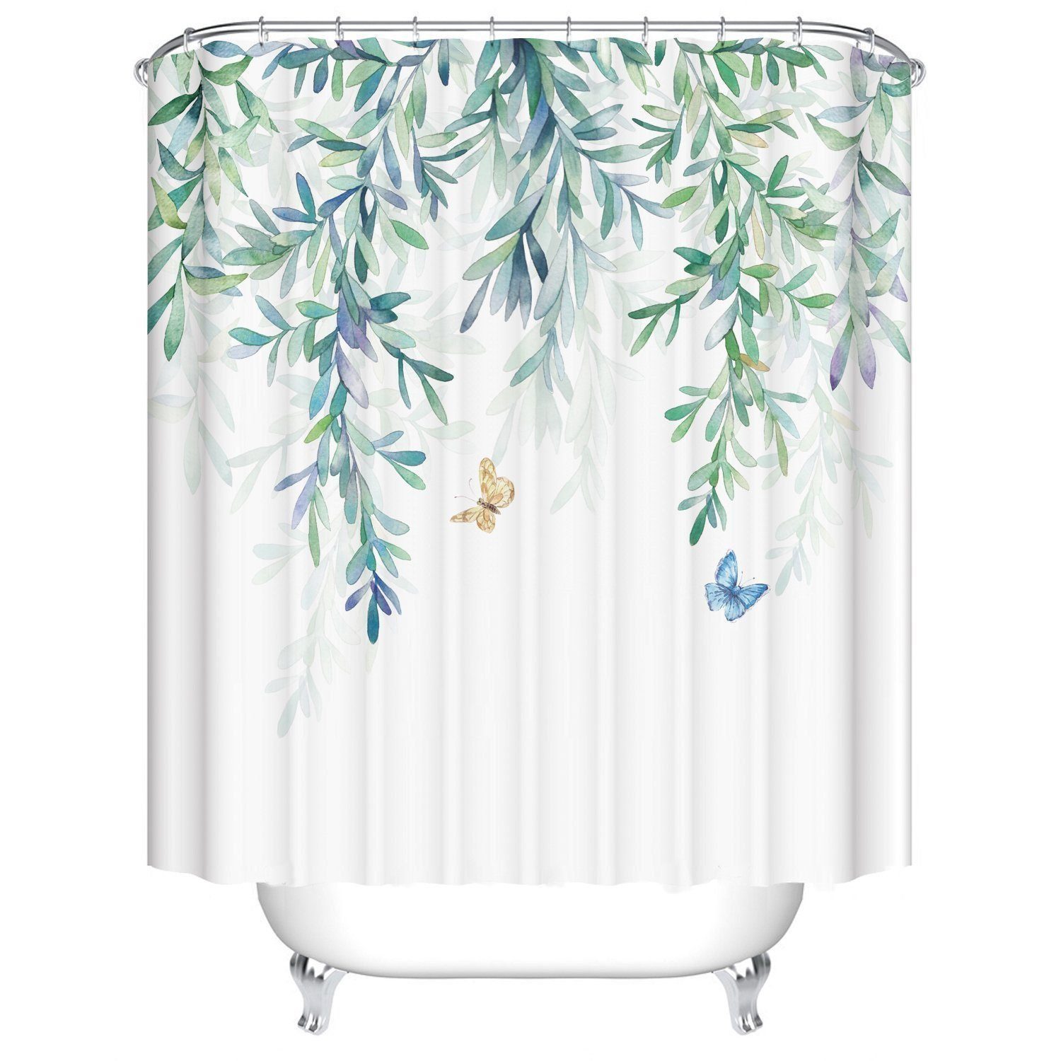 BYSURE Duschvorhang Breite 180 cm (1-tlg), Grüne Pfanze mit 12 Haken günstig online kaufen