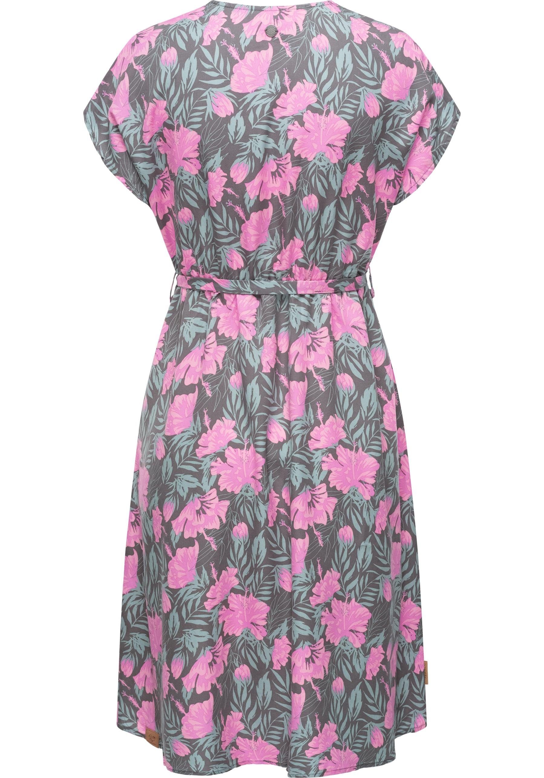 Ragwear Jerseykleid Selyma Organic stylisches Shirtkleid mit V-Ausschnitt und Bindegürtel