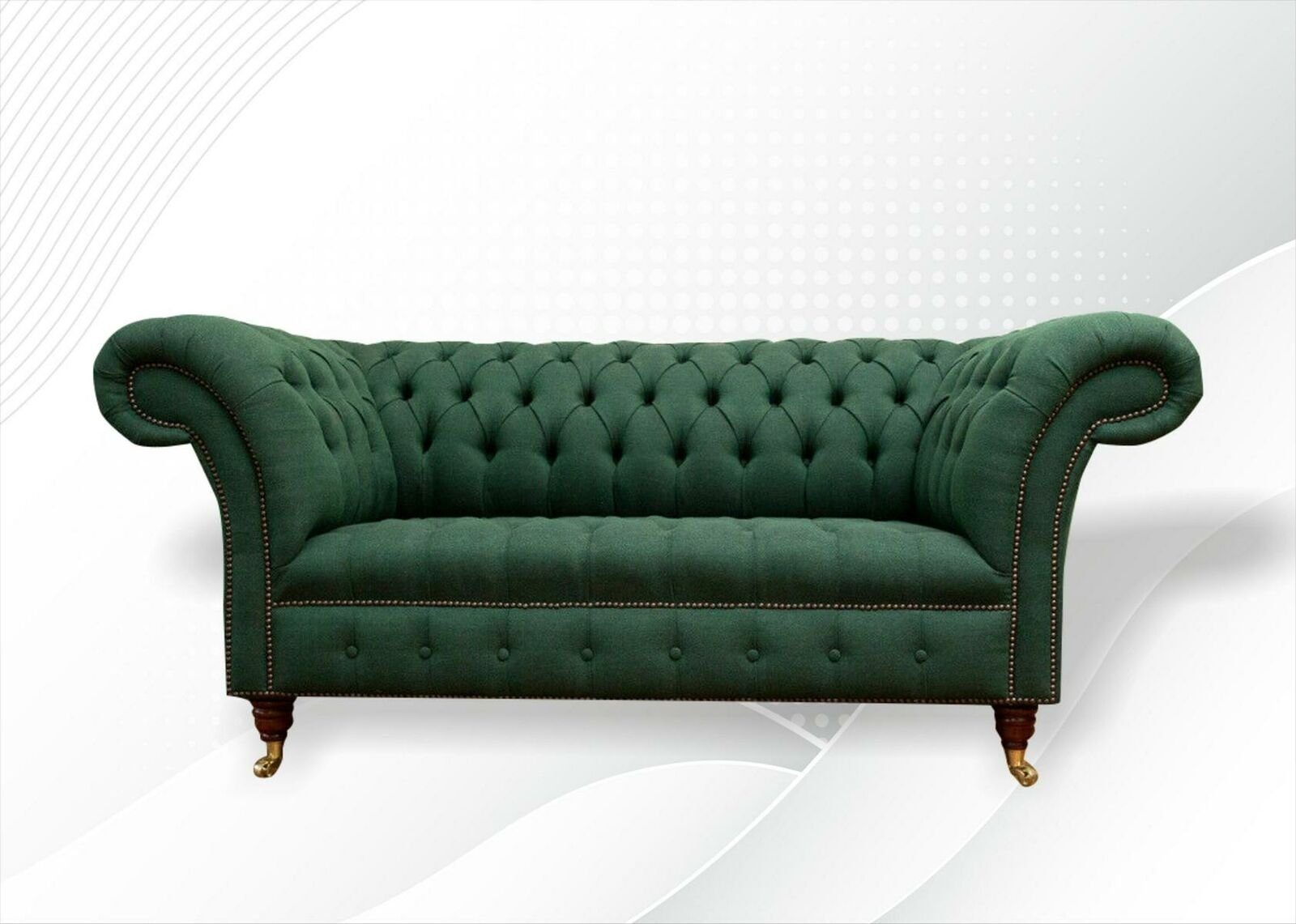 JVmoebel Chesterfield-Sofa Luxus Moderner Chesterfield grüner Zweisitzer Textil Sofa Neu, Made in Europe