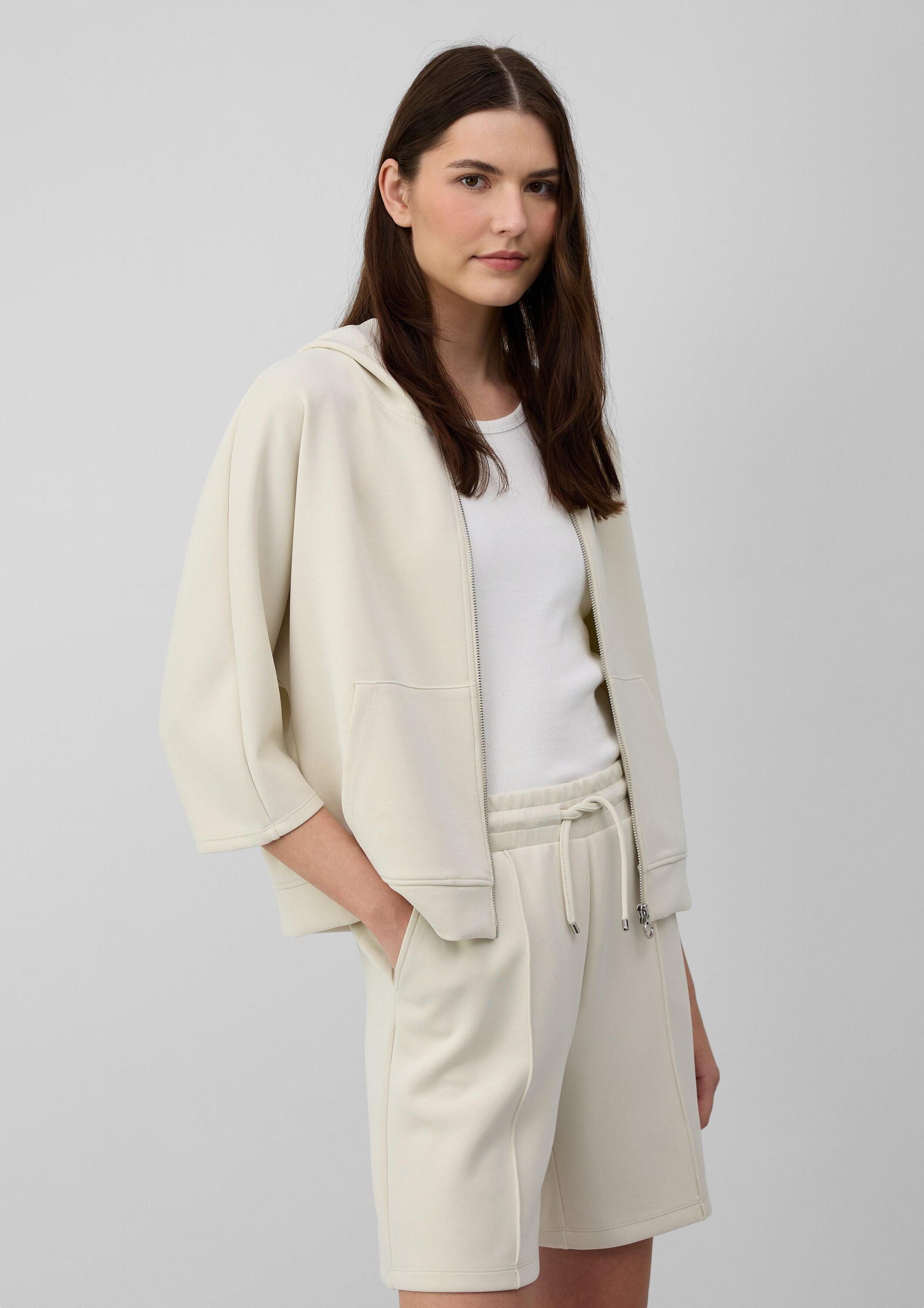 s.Oliver Sweatjacke Sweatshirt Jacke Sweatjacke aus Scuba mit Fledermausärmeln