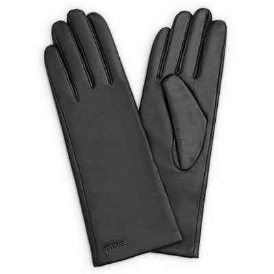 Navaris Lederhandschuhe Touchscreen Nappa Handschuhe für Damen - aus Lammleder mit Kaschmir Mix Futter - Damenhandschuhe mit Touch Funktion - S