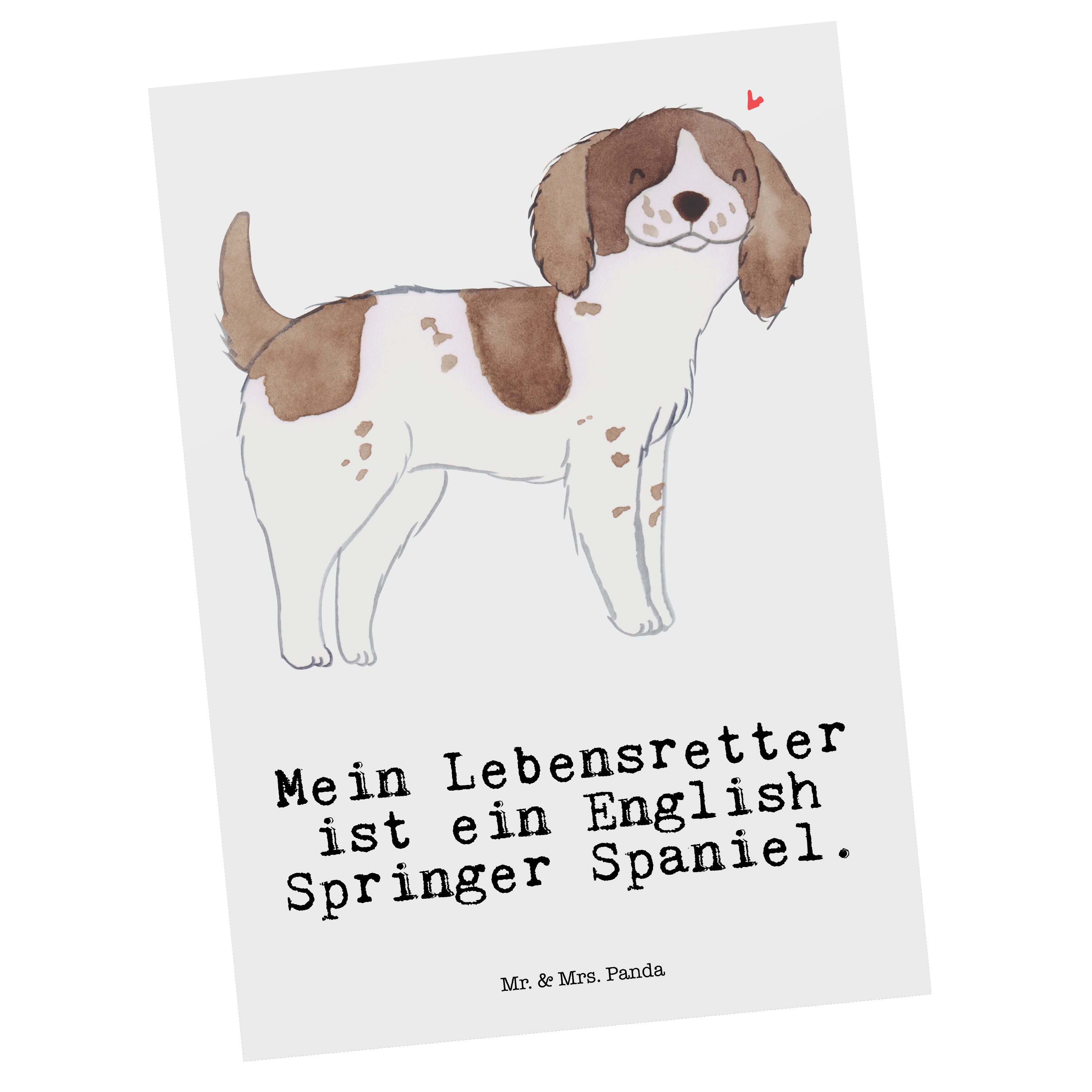 Mr. & Spaniel Geschenk, Panda Geburtstagsk Mrs. English Springer - Postkarte - Lebensretter Weiß