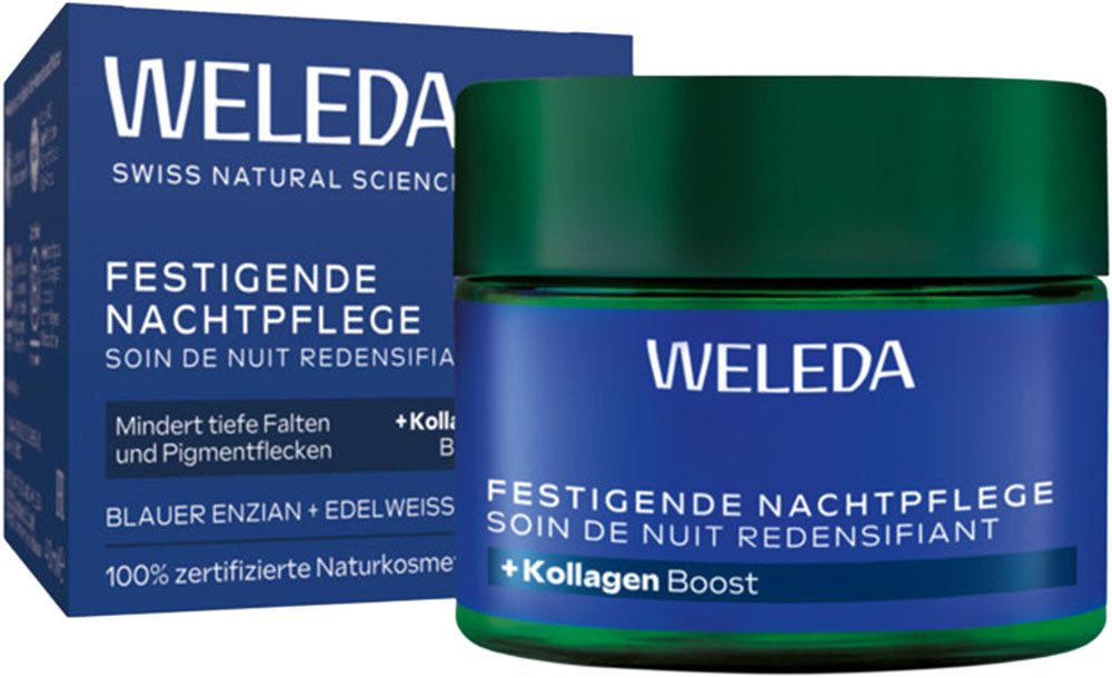 WELEDA Nachtcreme FESTIGENDE NACHTPFLEGE BLAUER EINZIAN & EDELWEISS, mindert tiefe Falten nach 2 Wochen und aktiviert die Zellerneuerung
