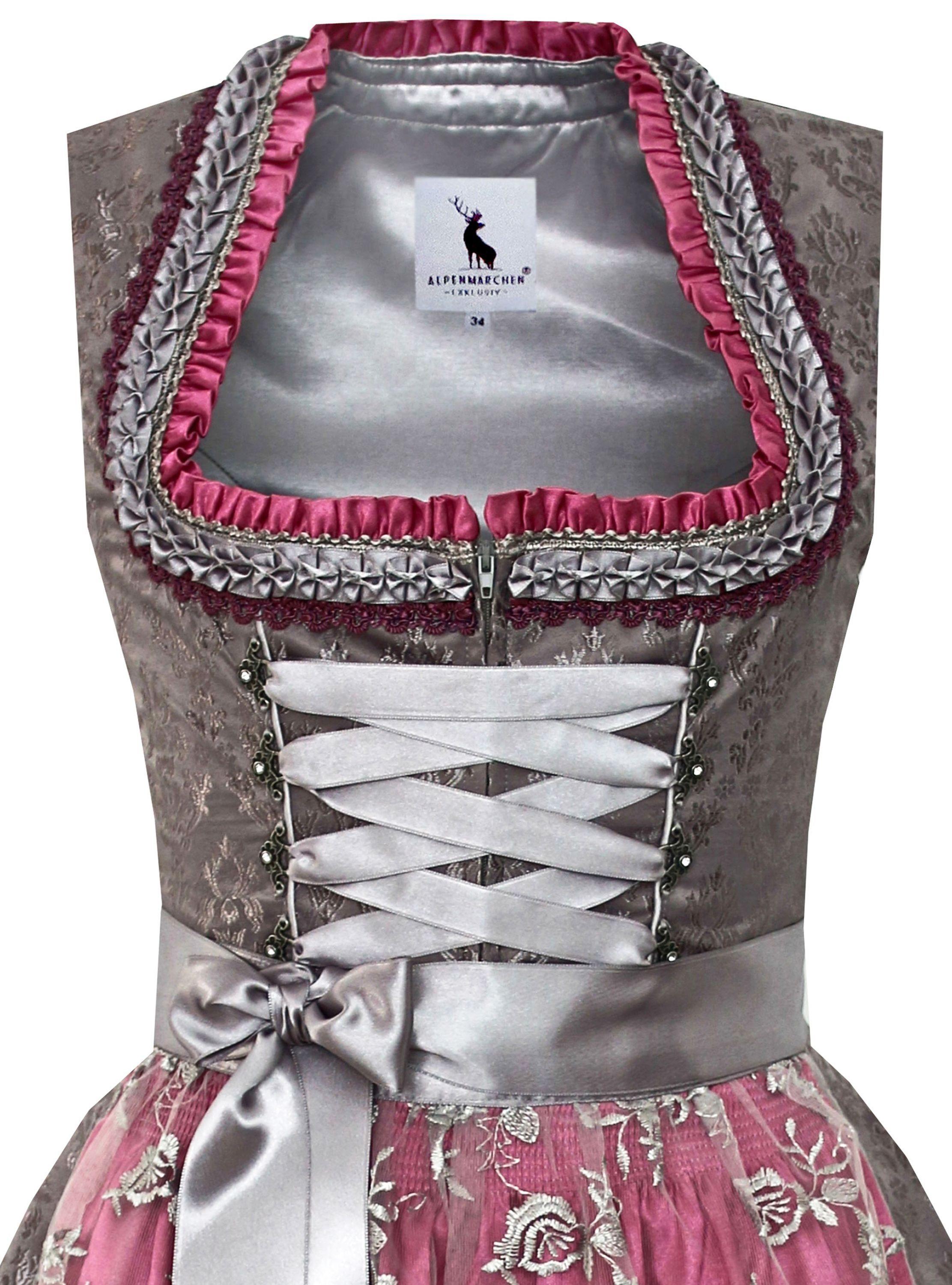 Alpenmärchen Dirndl Dirndl Sofie in Grau und Pink - ALM904 günstig online kaufen