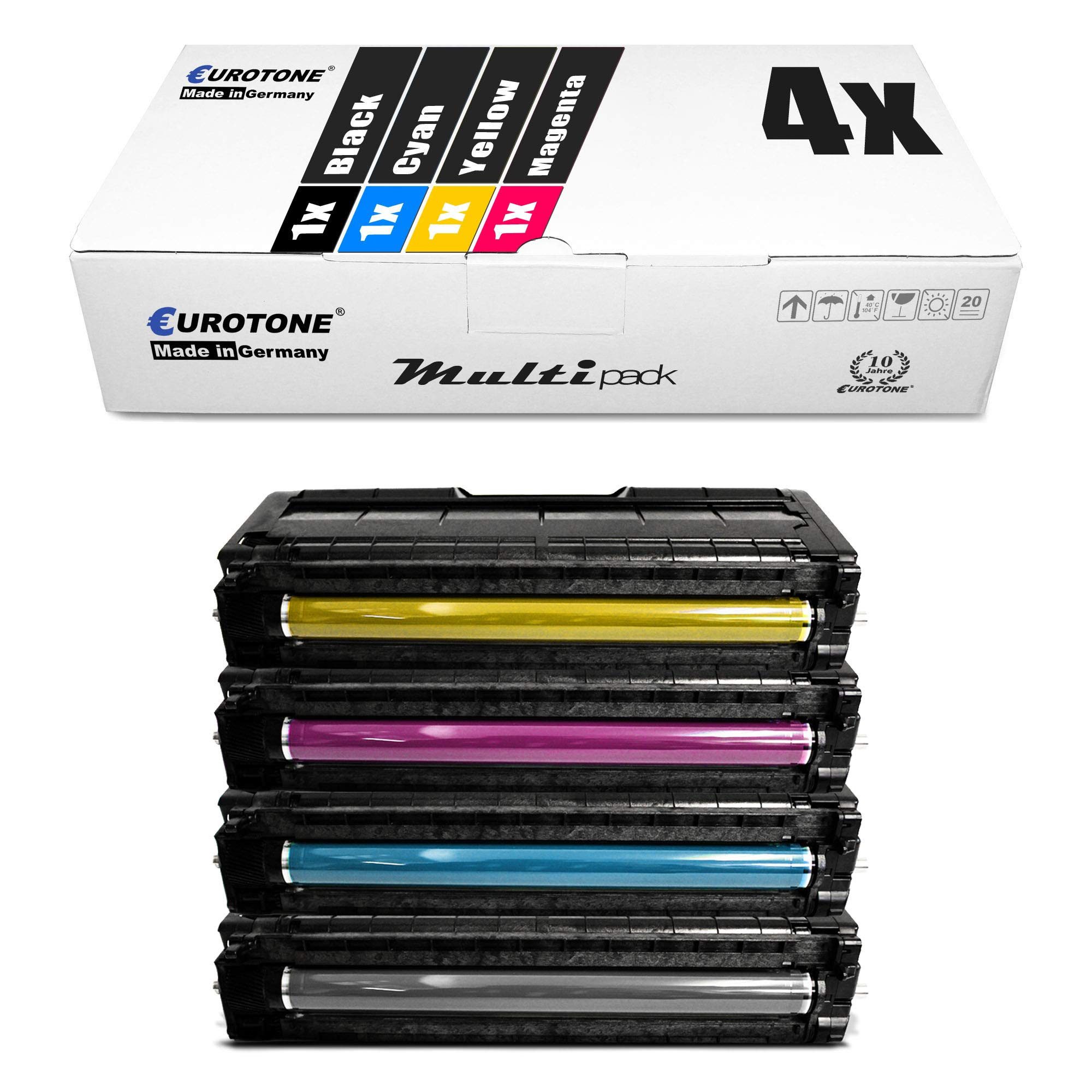 Eurotone Tonerkartusche 4X Eurotone Toner für Ricoh Aficio SP C 231 232 242 310 311 312 320…, (Multipack, 4-St., 4-teiliges Set), Kompatibel, sofort einsatzbereit