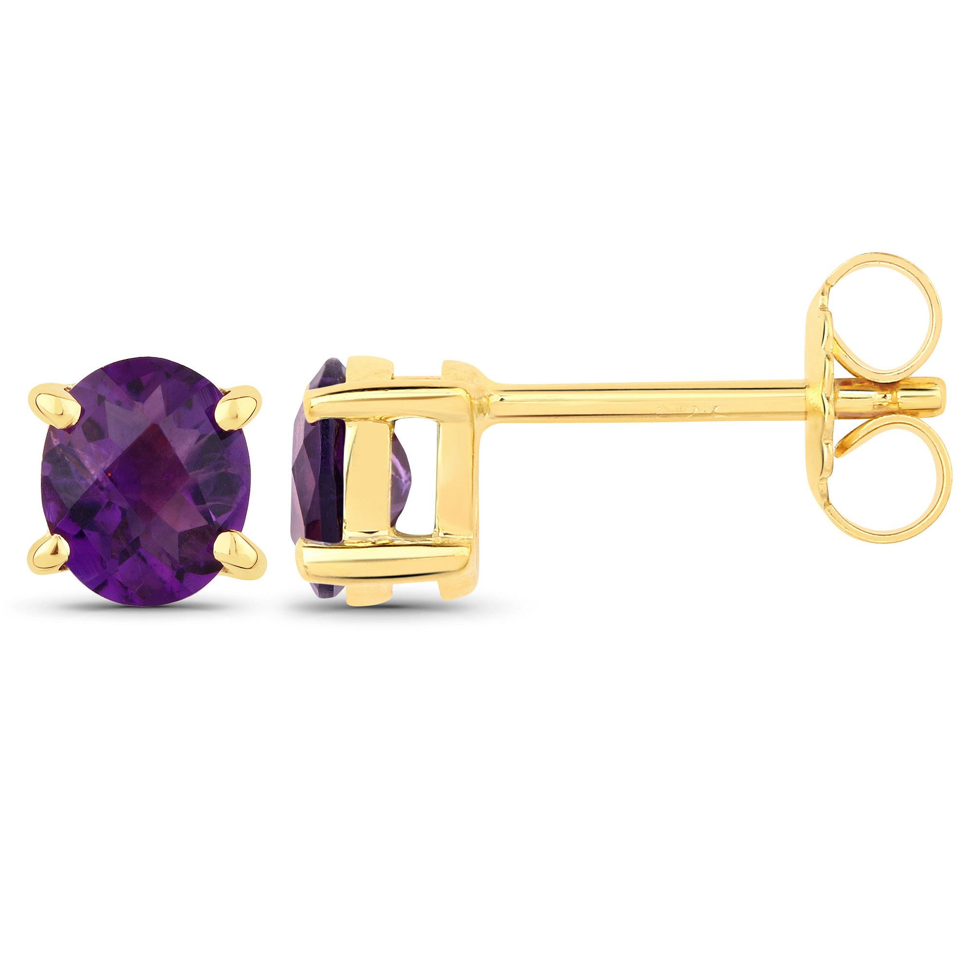 Vira Jewels Paar Ohrstecker 925-Sterling Silber vergoldet Glänzend Amethyst violett
