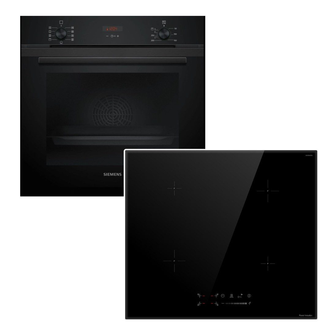 SIEMENS Backofen-Set Backofen Teleskopauszug+ keenberk Induktionskochfeld Boost TouchSlider, mit 1-fach Teilauszug, Hydrolyse