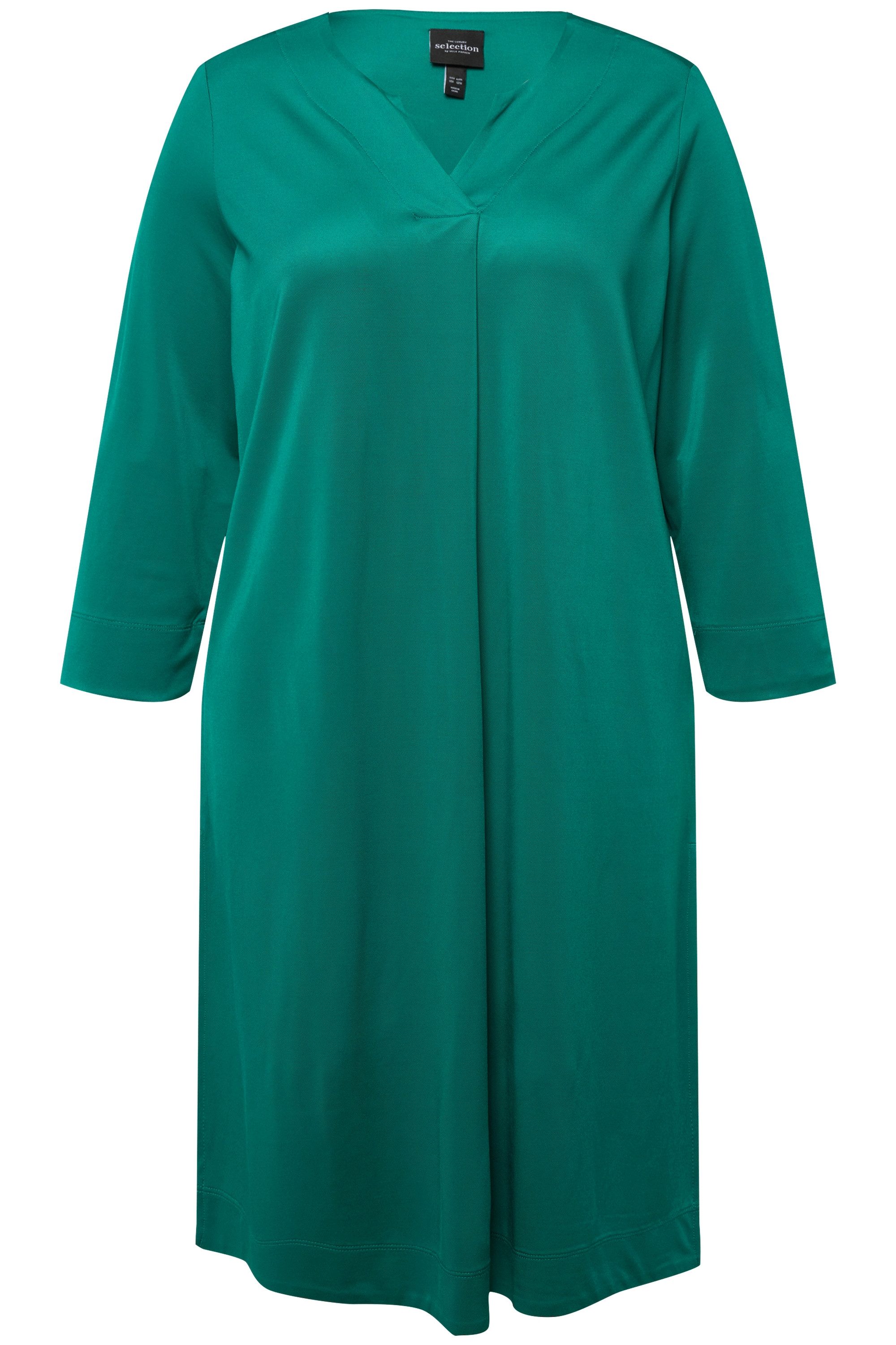 Ulla Popken Longshirt Slinky-Longshirt Piqué Tunika-Ausschnitt günstig online kaufen