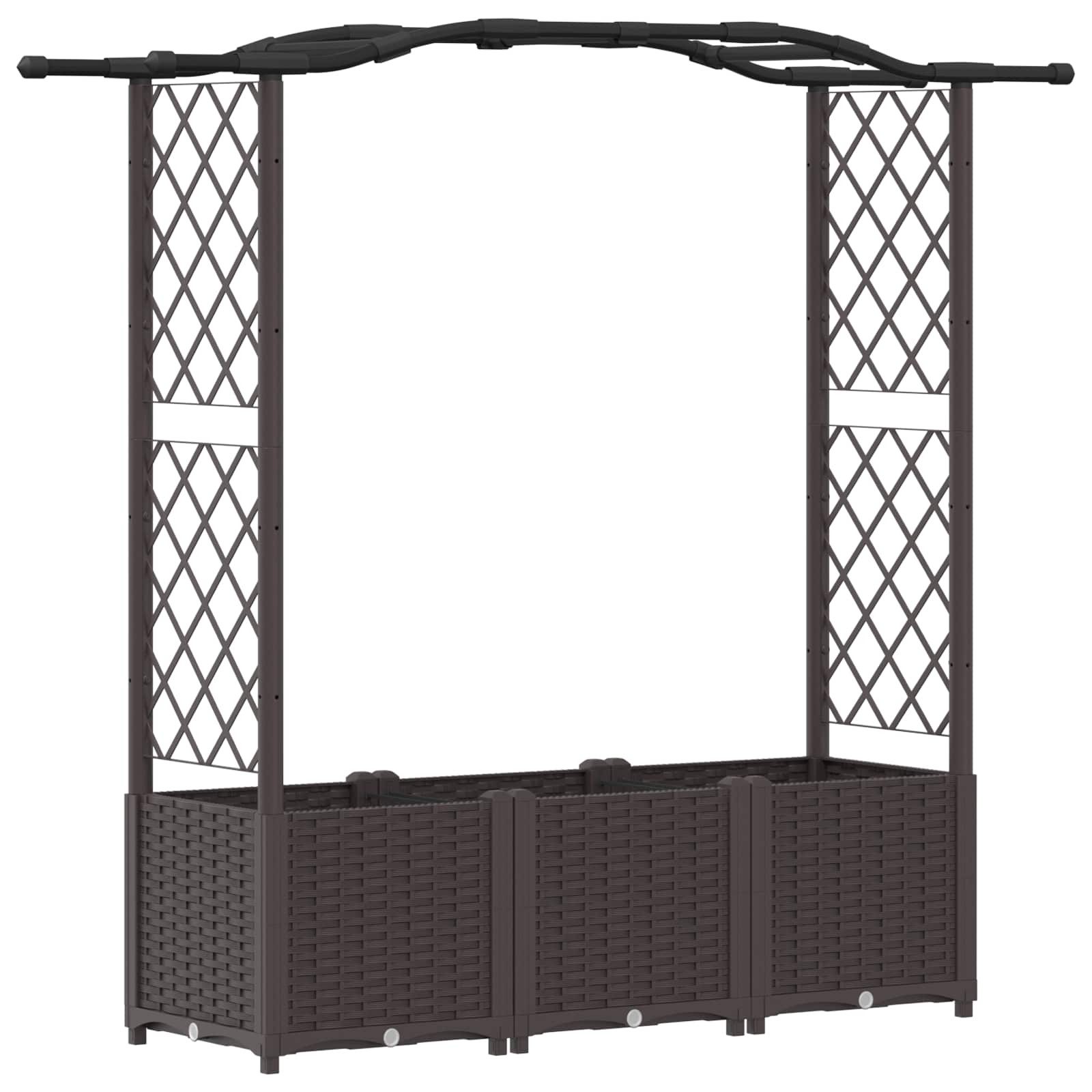 vidaXL Hochbeet Hochbeet mit Rankgitter und Dach Braun 164 x 40 x 138 cm PP (1 St)