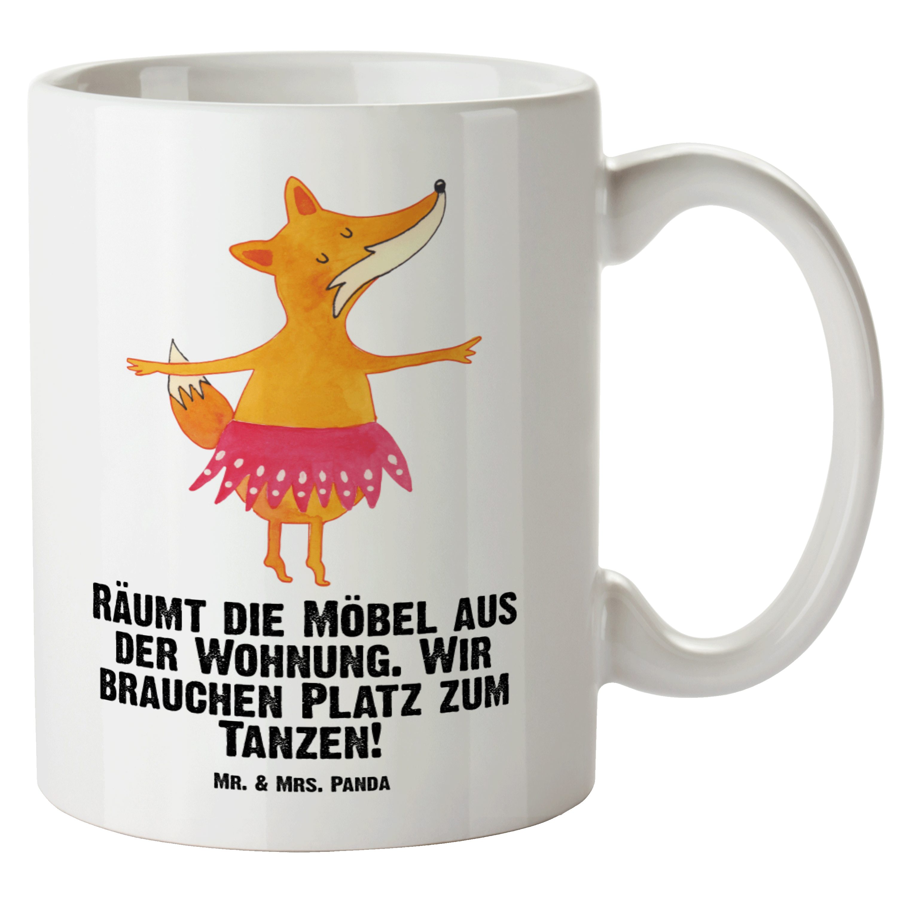 XL Jumbo Tas, Tütü, Tasse Panda Weiß Groß, rosa Mrs. Geschenk, Ballerina Fuchs & Mr. - Tasse Keramik Füchse, -