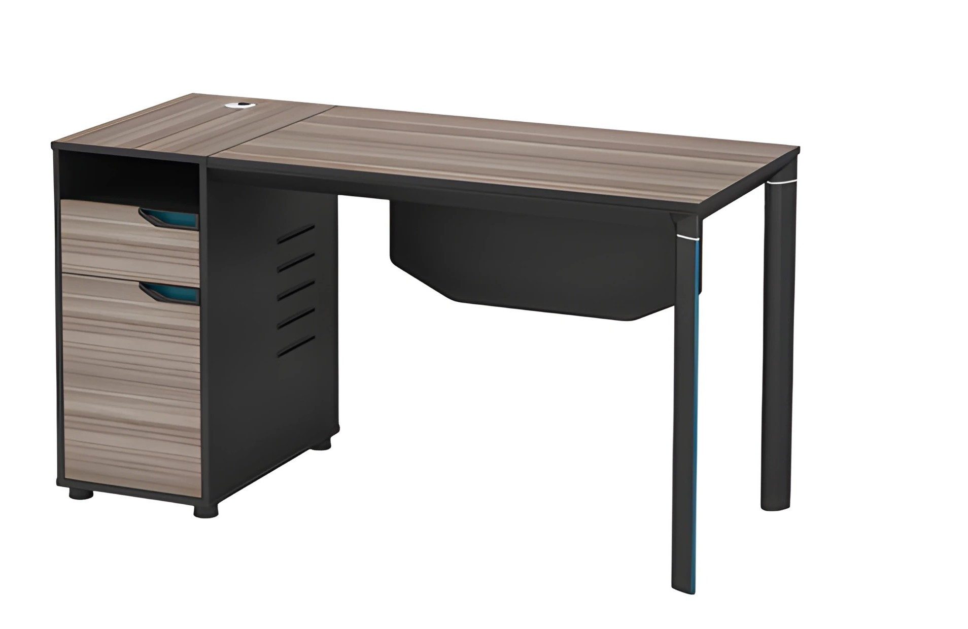 Xlmoebel Schreibtisch XLMOEBEL Schreibtisch Holzoptik Braun Schwarz mit Kabeldurchlass, Made in Europa