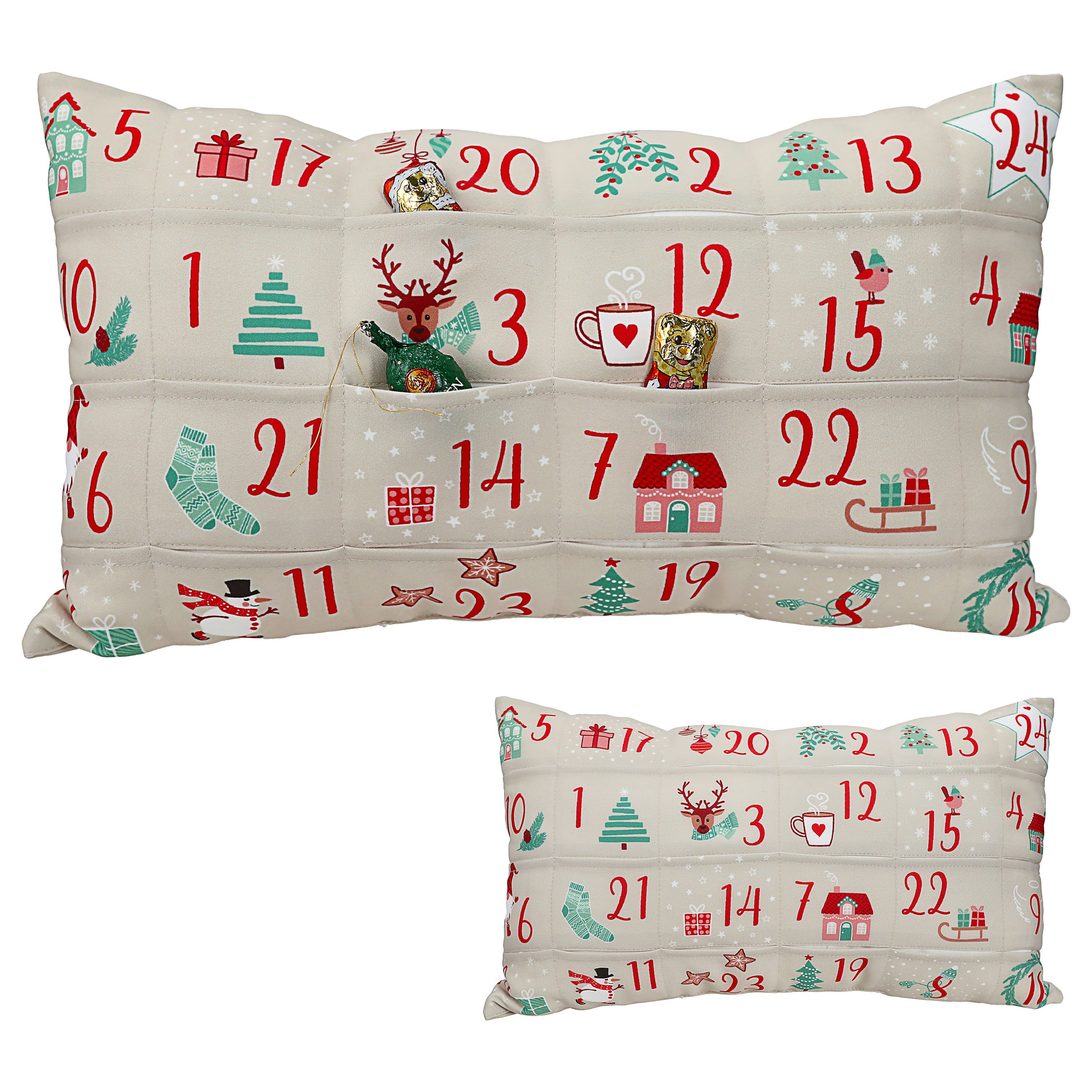CEPEWA Adventskalender Adventskalender Kissen 24 Einstecktaschen günstig online kaufen