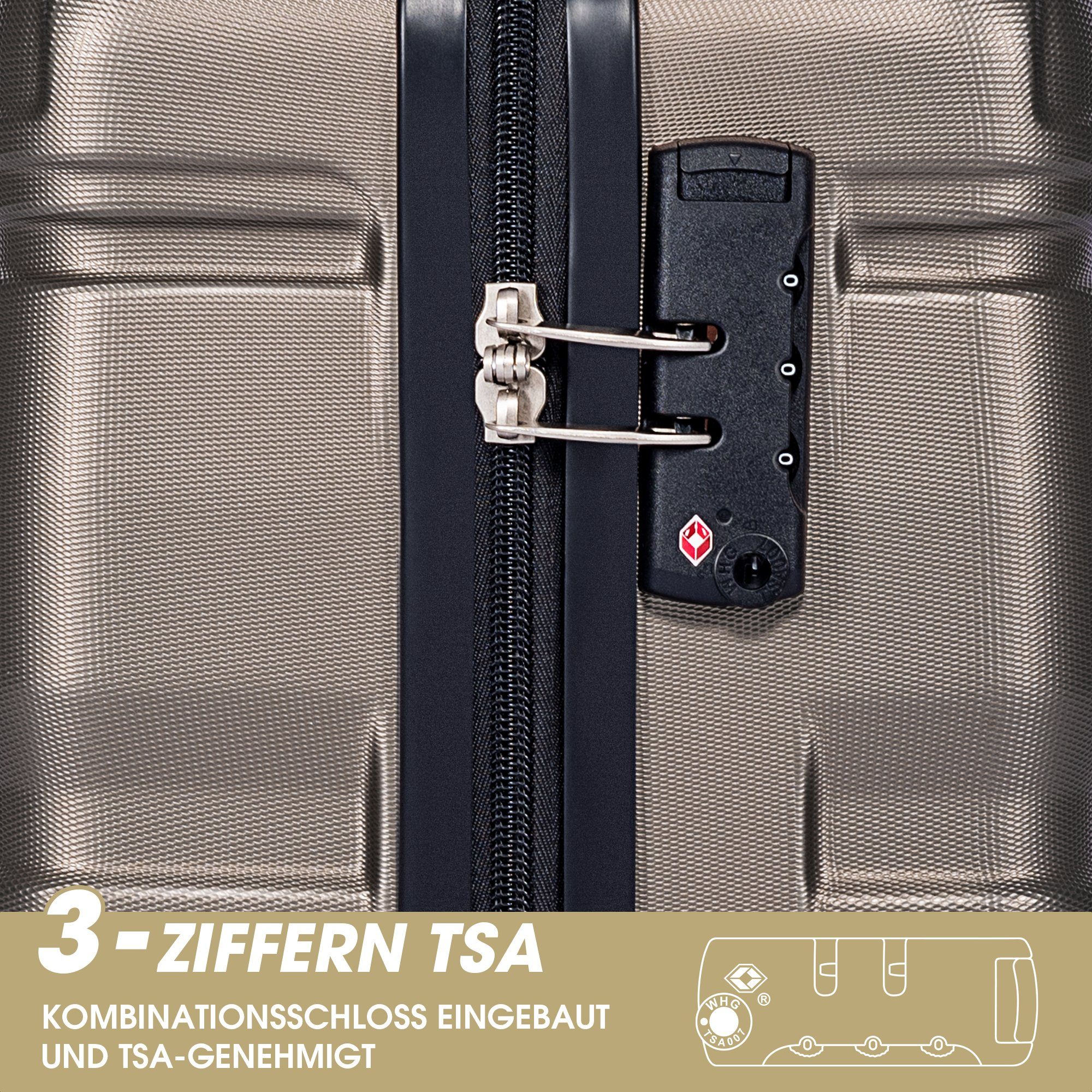 SIKAINI Handgepäckkoffer B-DJ-PP294406WAA, 1 Rollen, und Universalrad goldfarben mit Koffer TSA-Schloss