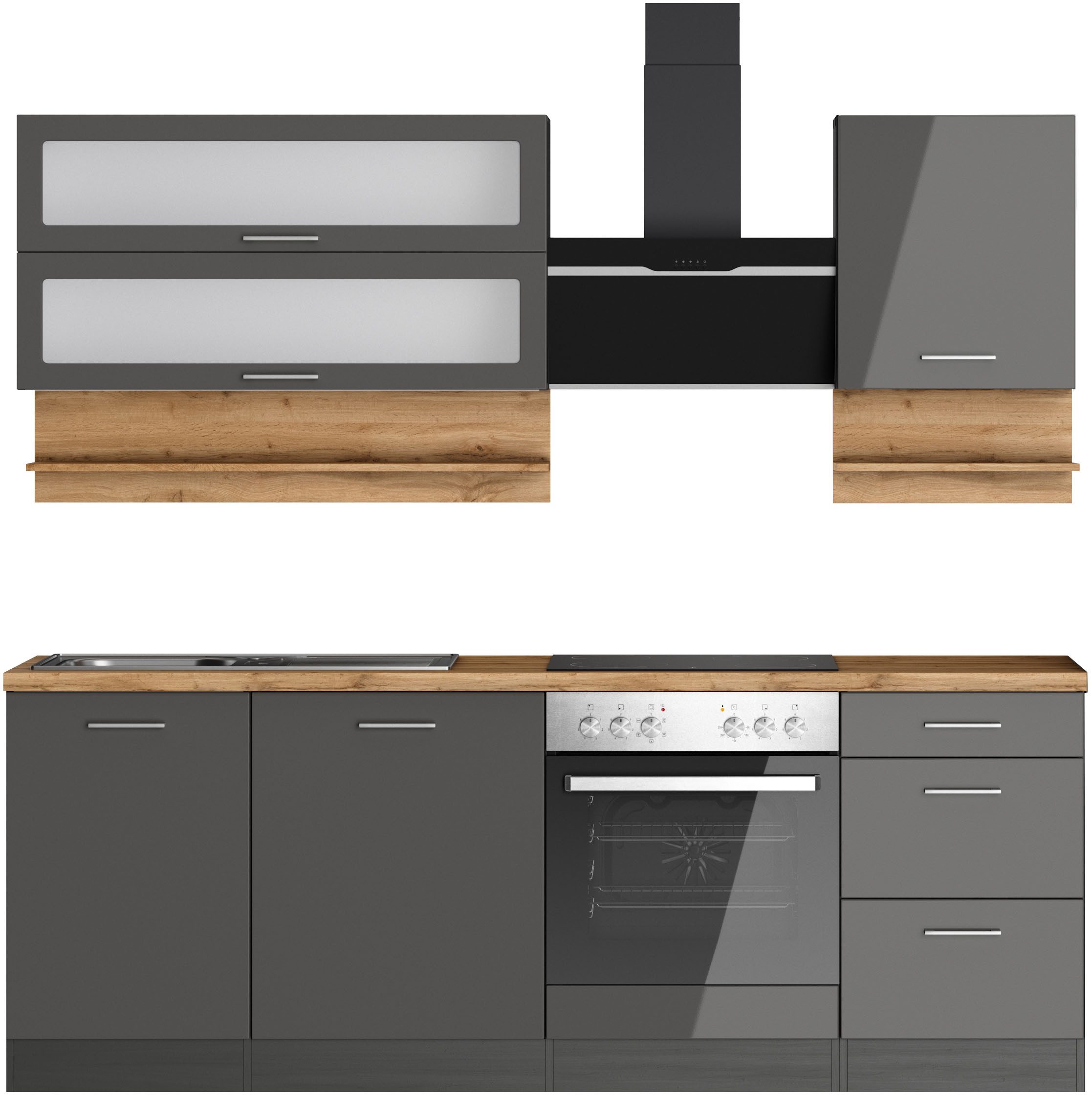 KOCHSTATION Küchenzeile KS-Milan, 220 cm breit, günstig online kaufen