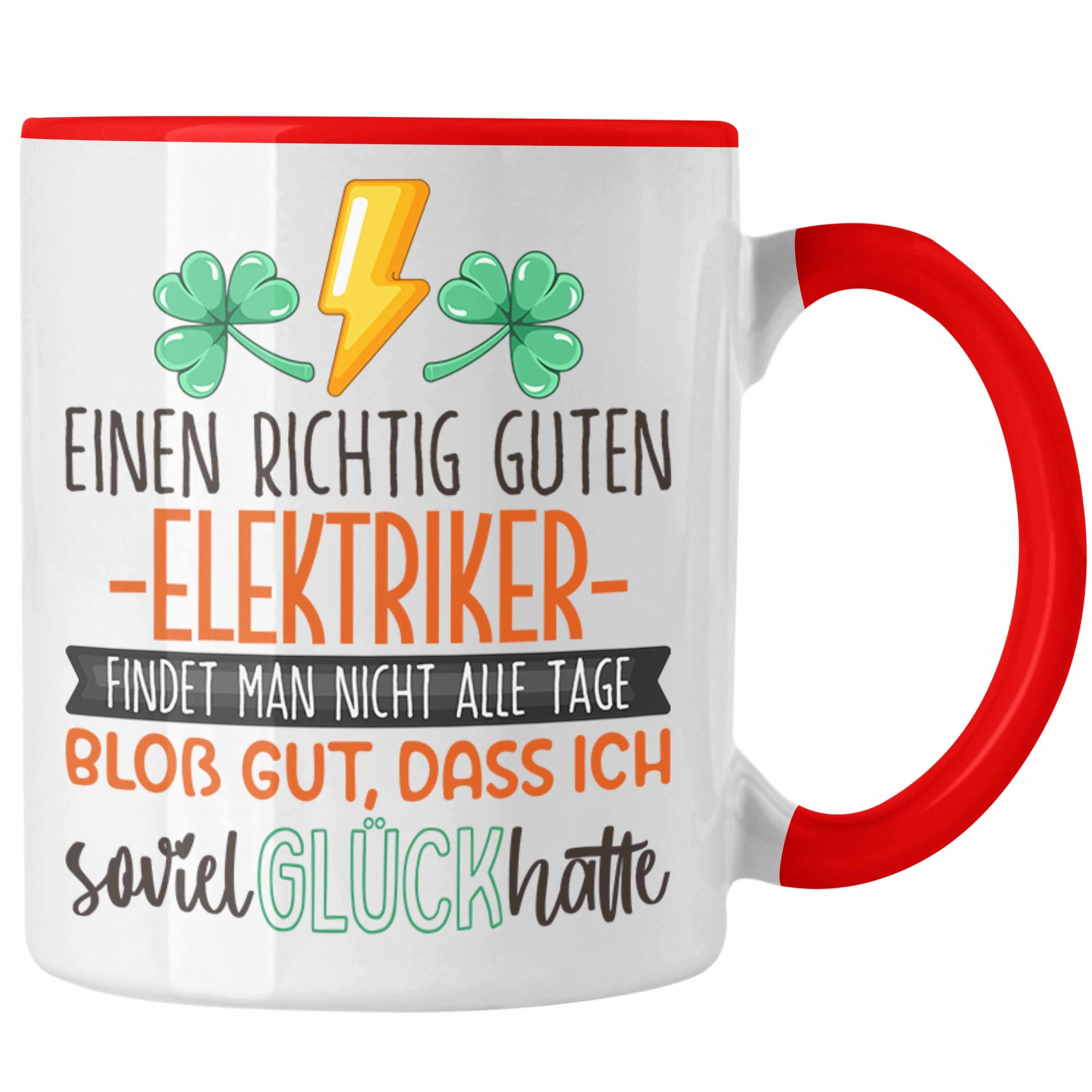 Trendation Tasse Elektriker Tasse Geschenk Dankeschön Bester Elektriker Der Welt Danke Rot