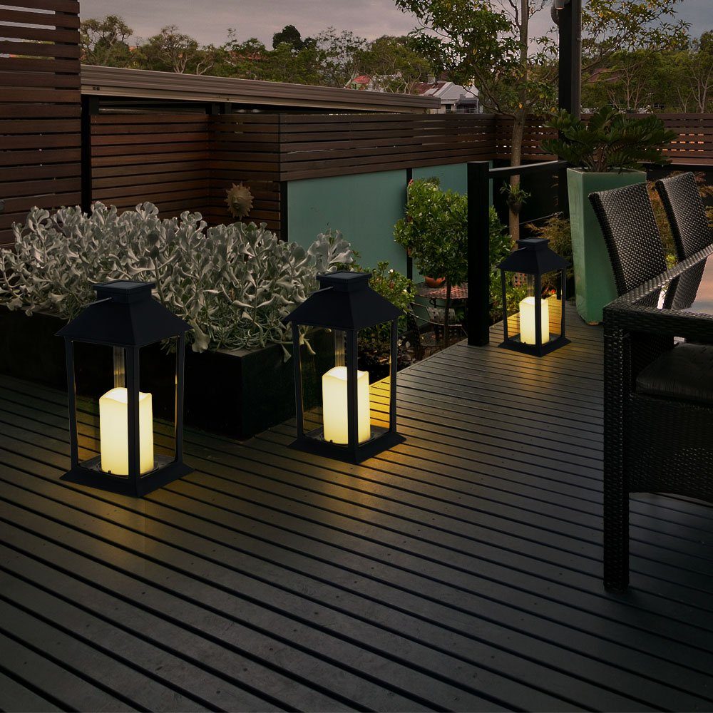 Laterne, LED-Leuchtmittel verbaut, Außen Garten Außenlaterne LED Warmweiß, fest etc-shop Solar Wetterfest LED Solarleuchte Laterne