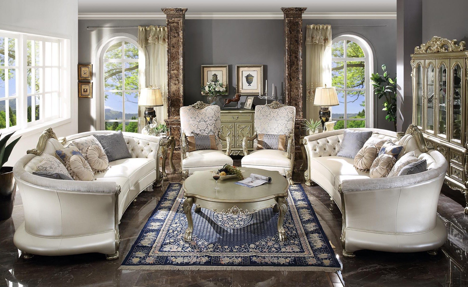 Xlmoebel Polstergarnitur Luxus Chesterfield Sofagarnitur 4+4+1+1 mit Couchtisch, (5-tlg), Made in Europa