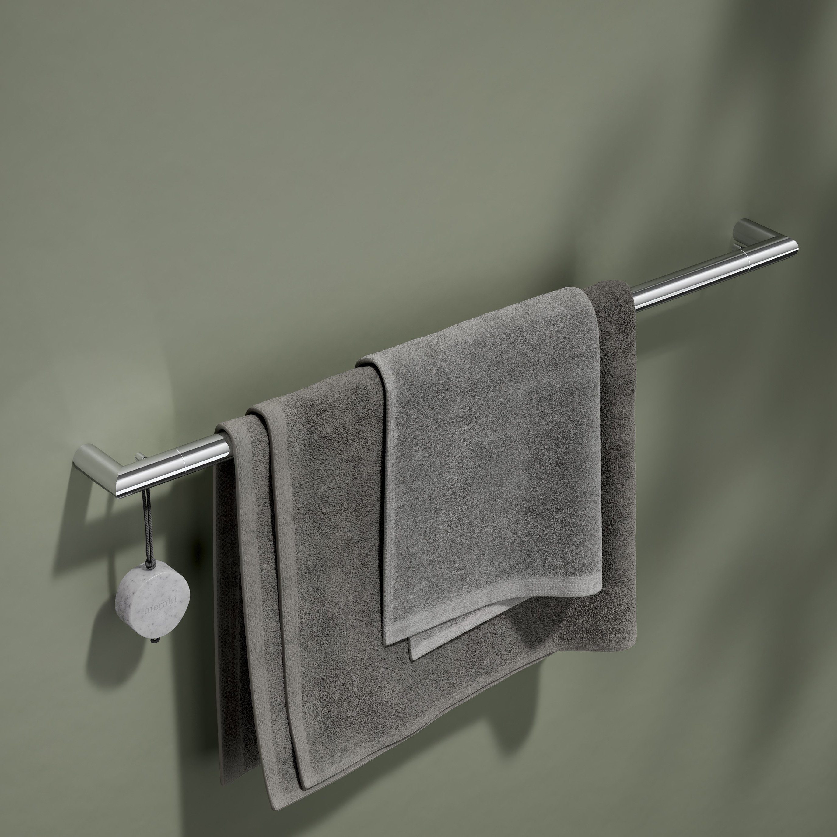 Keuco Handtuchhalter Reva, 80 cm, mit 2 Haken, Metall verchromt, Made in Germany, Wandmontage