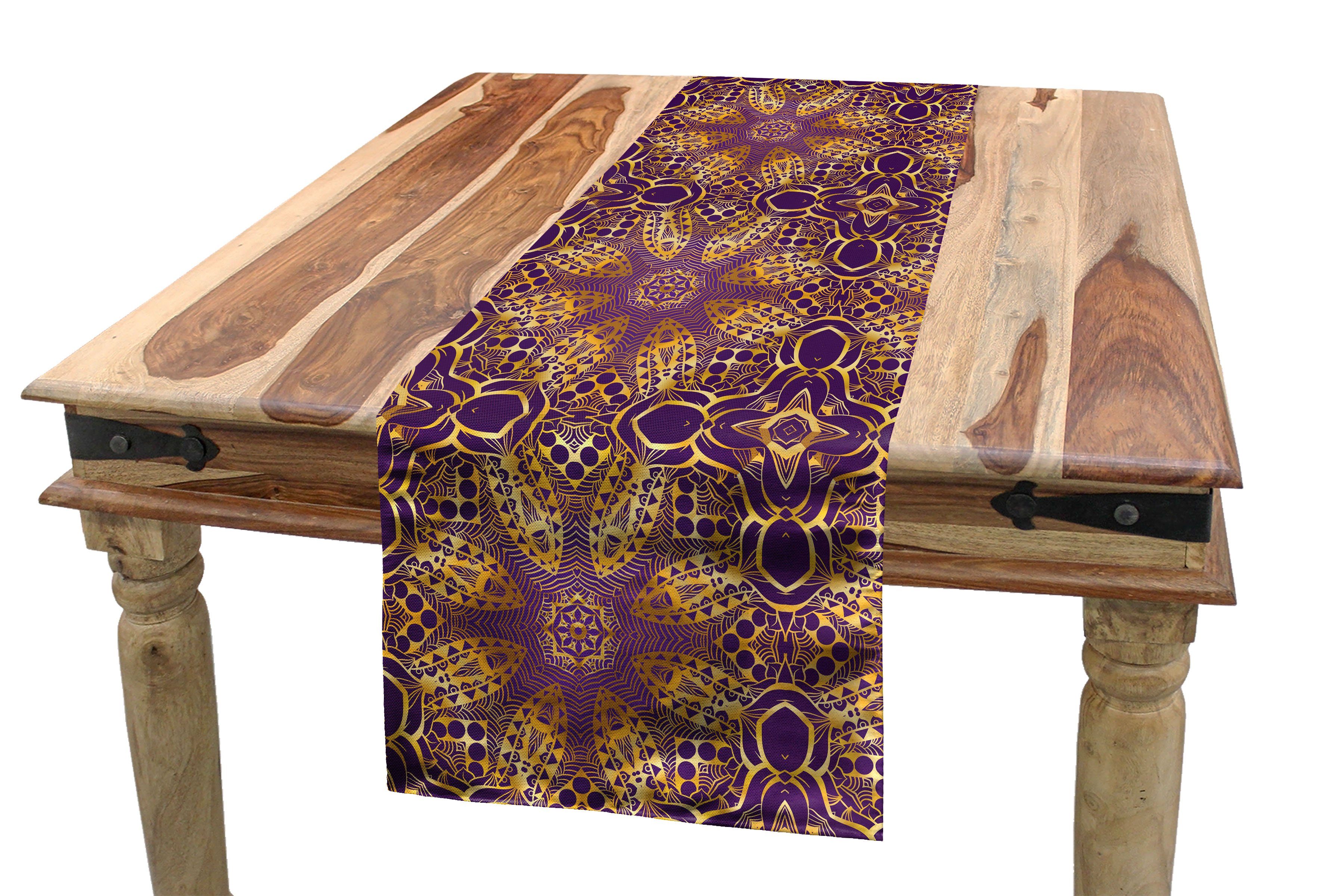 Abakuhaus Tischläufer Esszimmer Küche Rechteckiger Dekorativer Tischläufer, lila Mandala Boho-Motiv