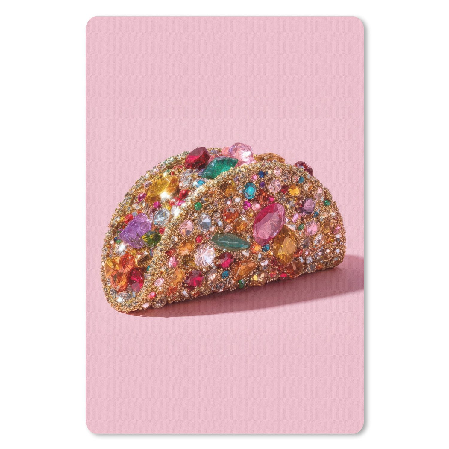 MuchoWow Mauspad Taco - Bunt - Edelsteine - Gold (1-St), Maus Pad Klein, Gaming Zubehör, Büro Deko, 18x27 cm