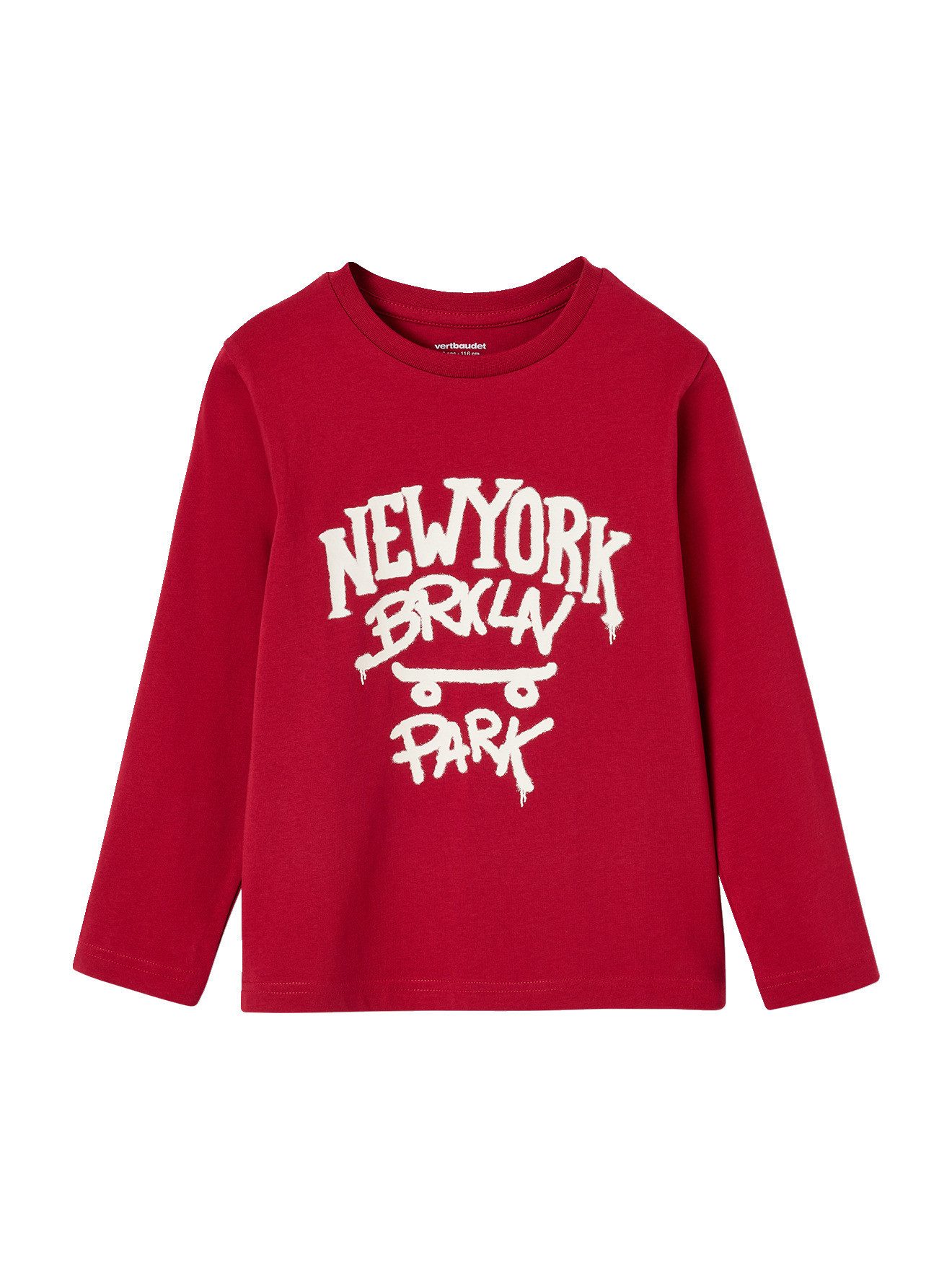 vertbaudet Langarmshirt Langarmshirt mit Print Jungen, Baumwolle BASIC