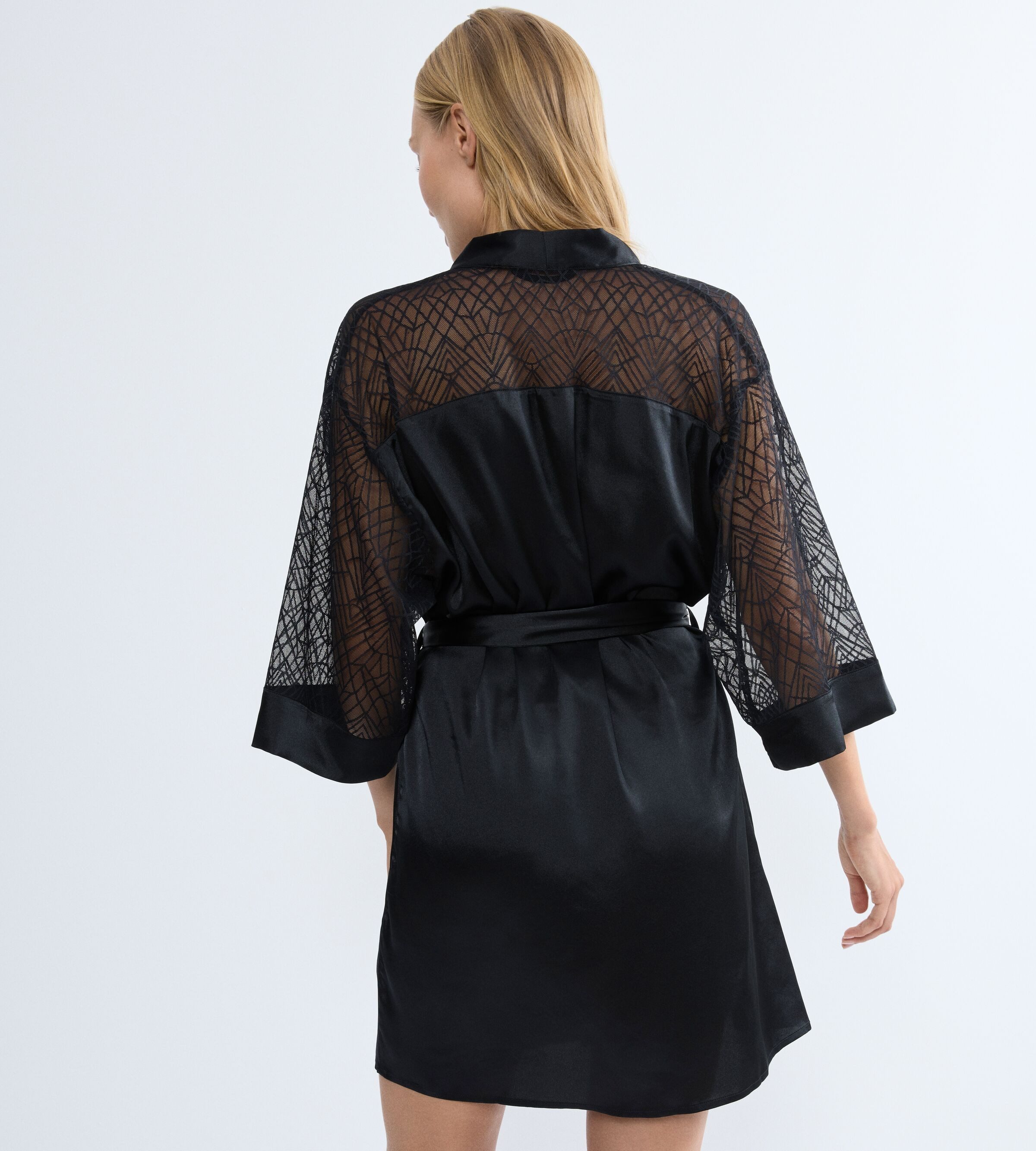 Triumph Morgenmantel A Weekend to Remember Robe, Kurzform, Schalkragen, Gürtel, weite, transparente Ärmel